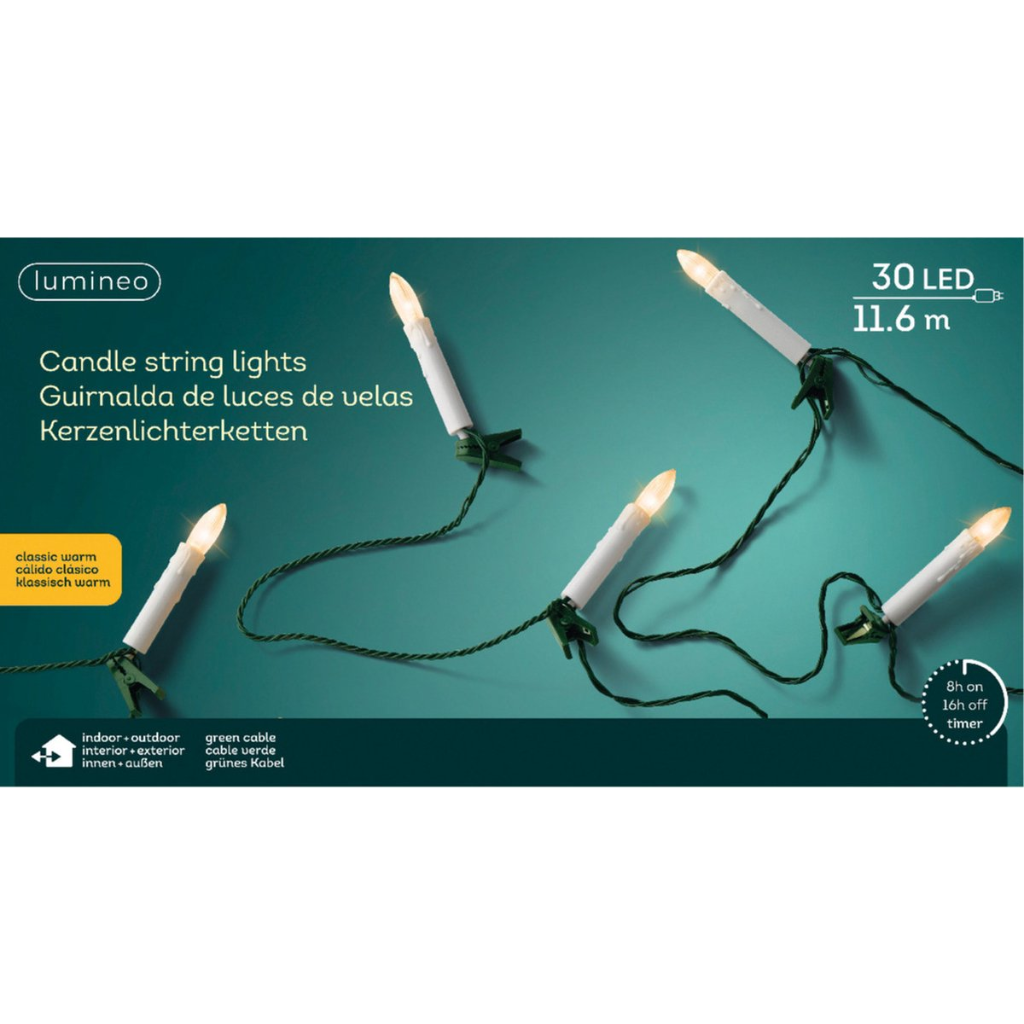 Lumineo LED kaarsverlichting 30 lampjes 150 cm