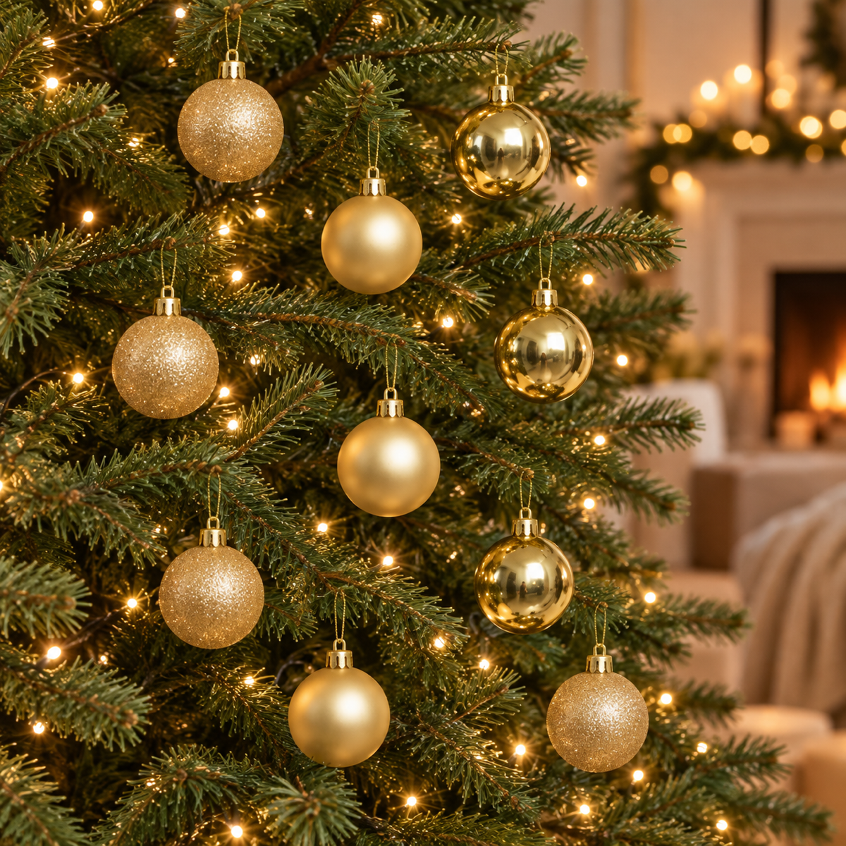 Decoris Kerstbal Kunststof Light Goud 10 stuks 6 cm
