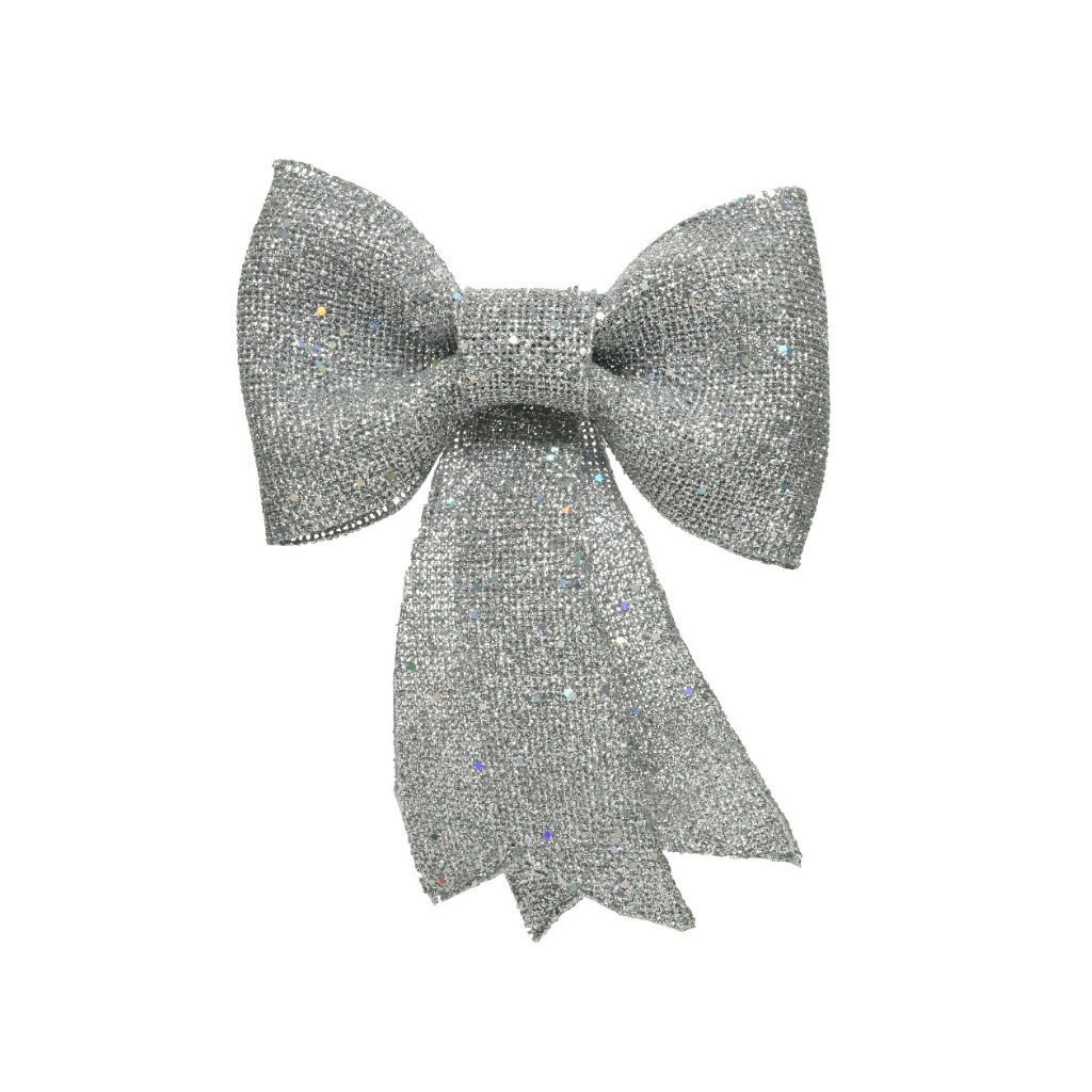 Decoris Strik zilver glitters 14 cm