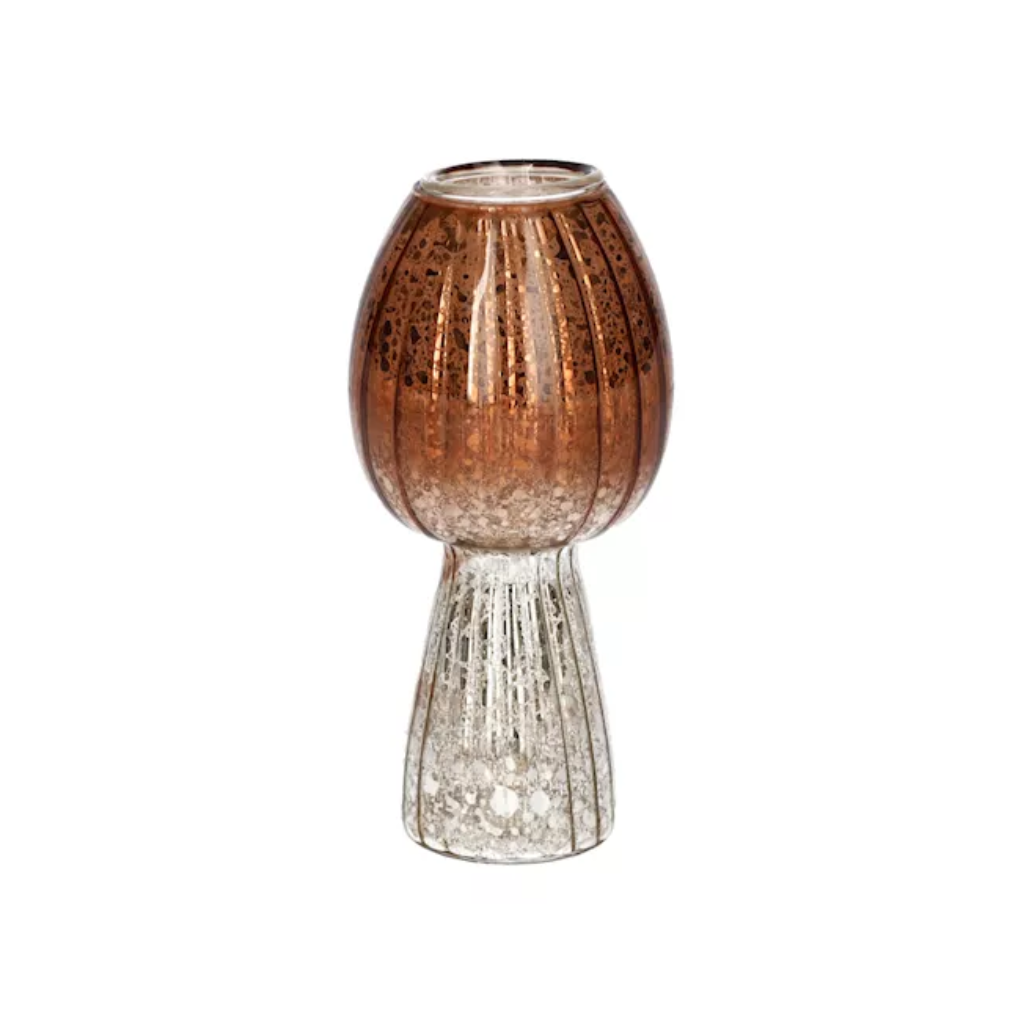 Kandelaar glas Morel bruin metallic 5.5 x 11.8 cm