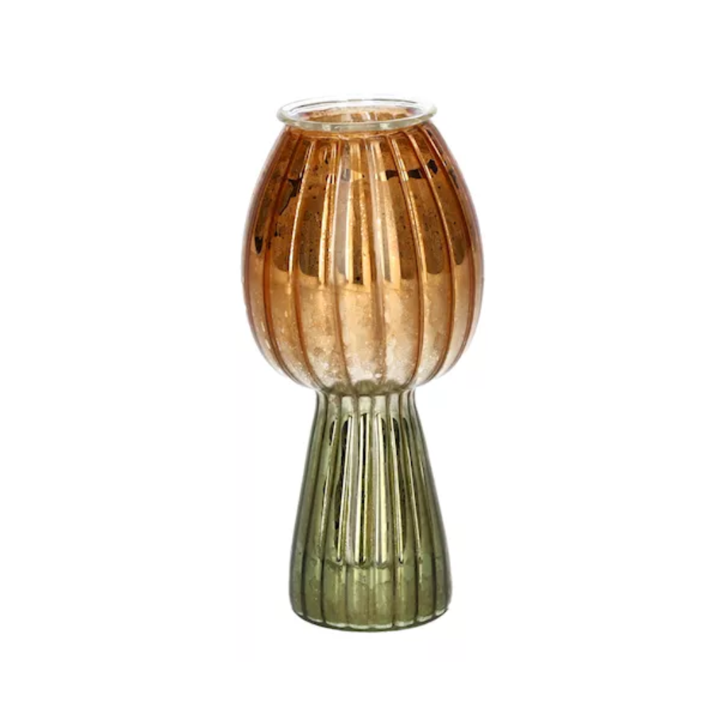 Kandelaar glas Morel oranje metallic 5.5 x 11.8 cm