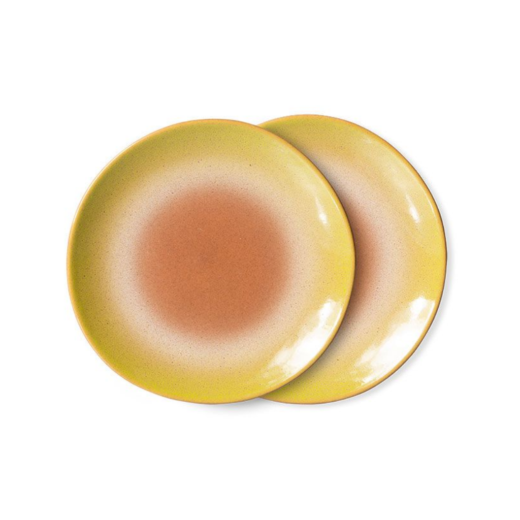 HKliving 70S Ceramics Dessert Plates, Eclipse 2 stuks