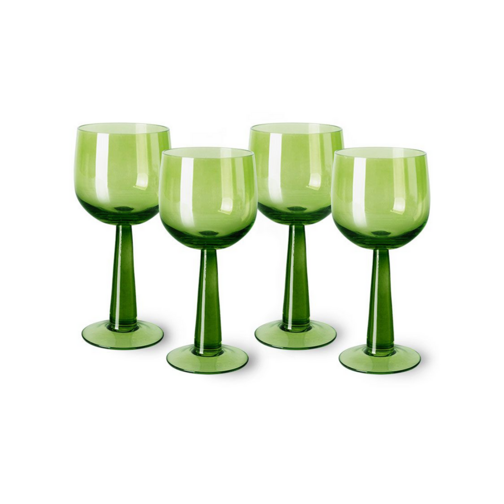 HKliving The Emeralds Wine Glass Tall, Lime Green 4 stuks