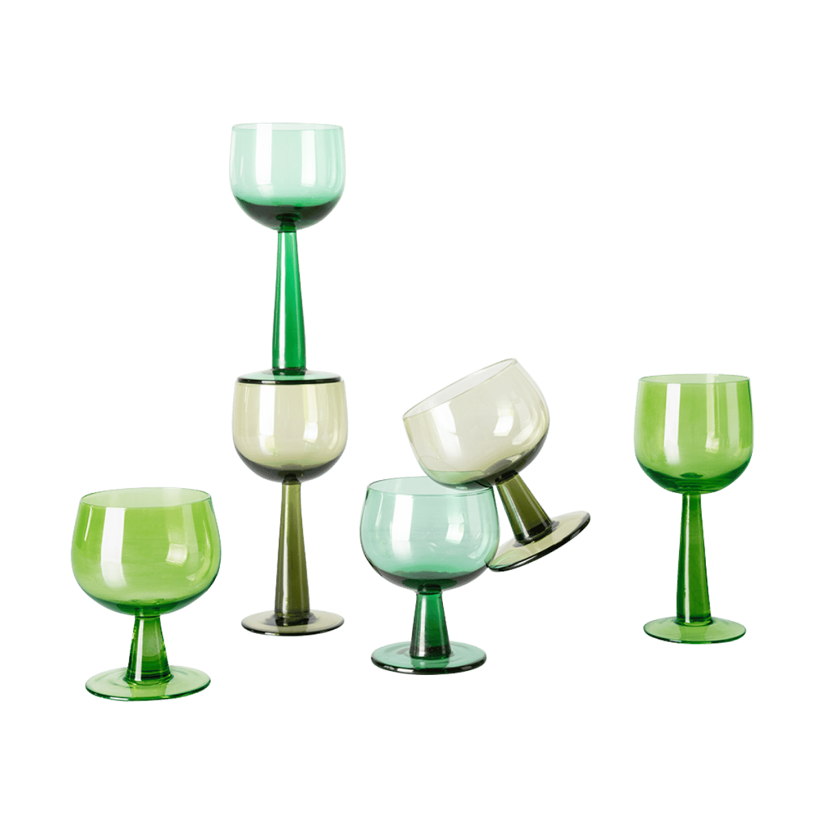HKliving Wijnglazen Hoog The Emeralds Lime Green 4 stuks 0.24 L