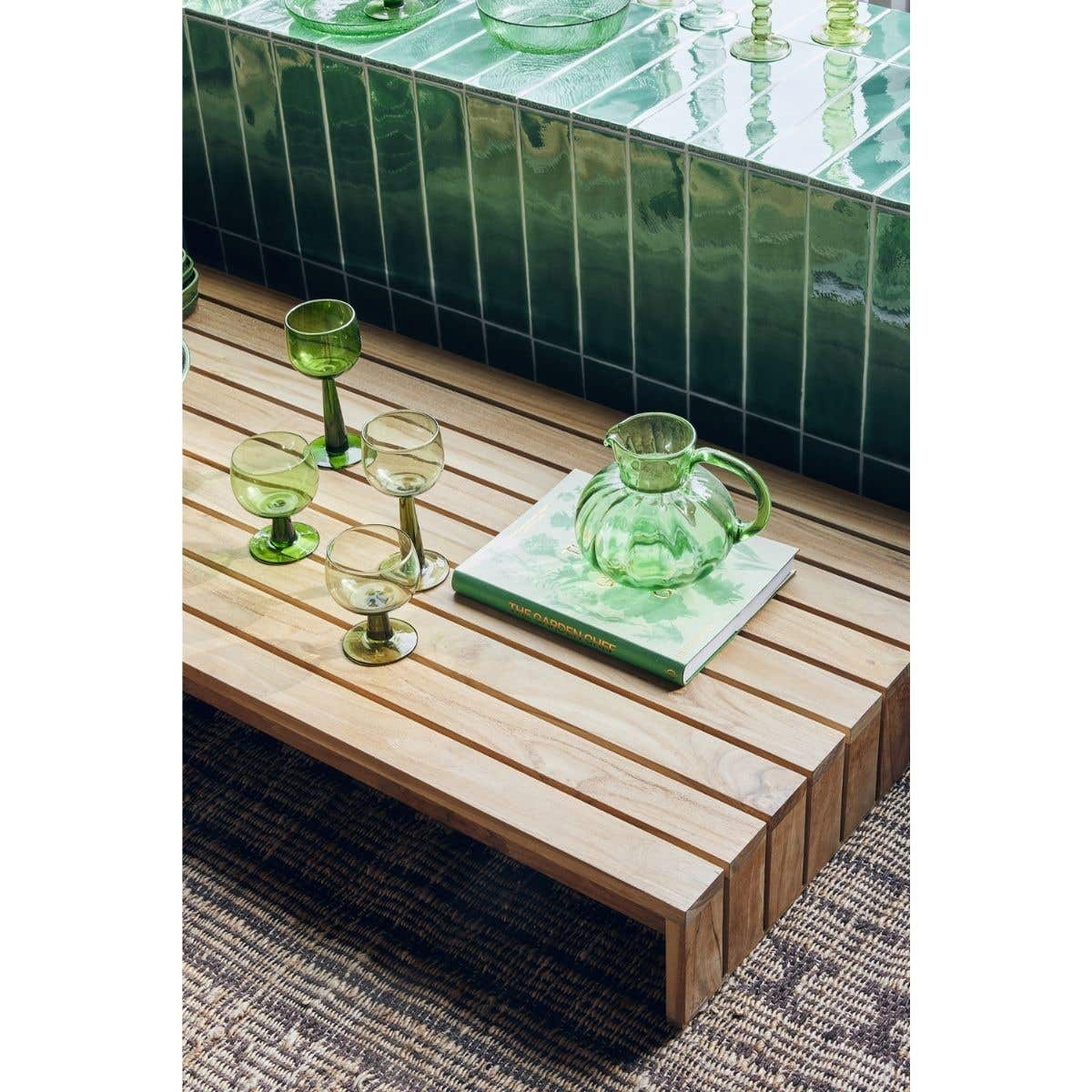 HKliving Wijnglazen Hoog The Emeralds Lime Green 4 stuks 0.24 L