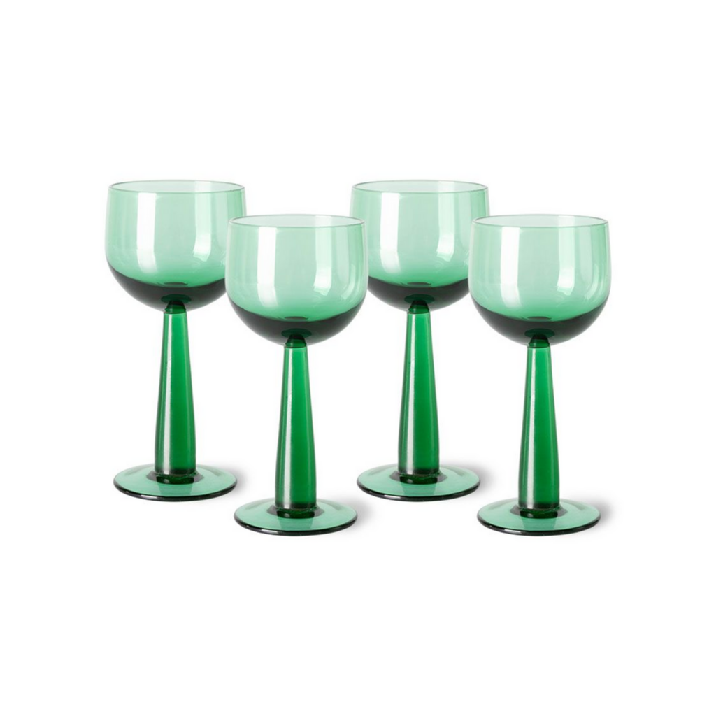 HKliving Wijnglazen Hoog The Emeralds Fern Green 4 stuks 0.24 L