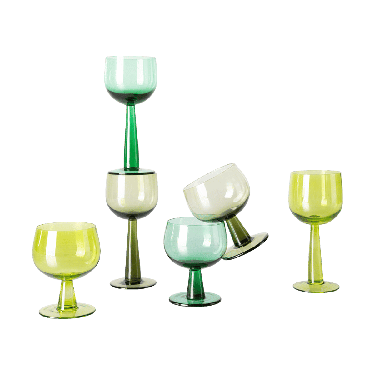 HKliving Wijnglazen Hoog The Emeralds Fern Green 4 stuks 0.24 L