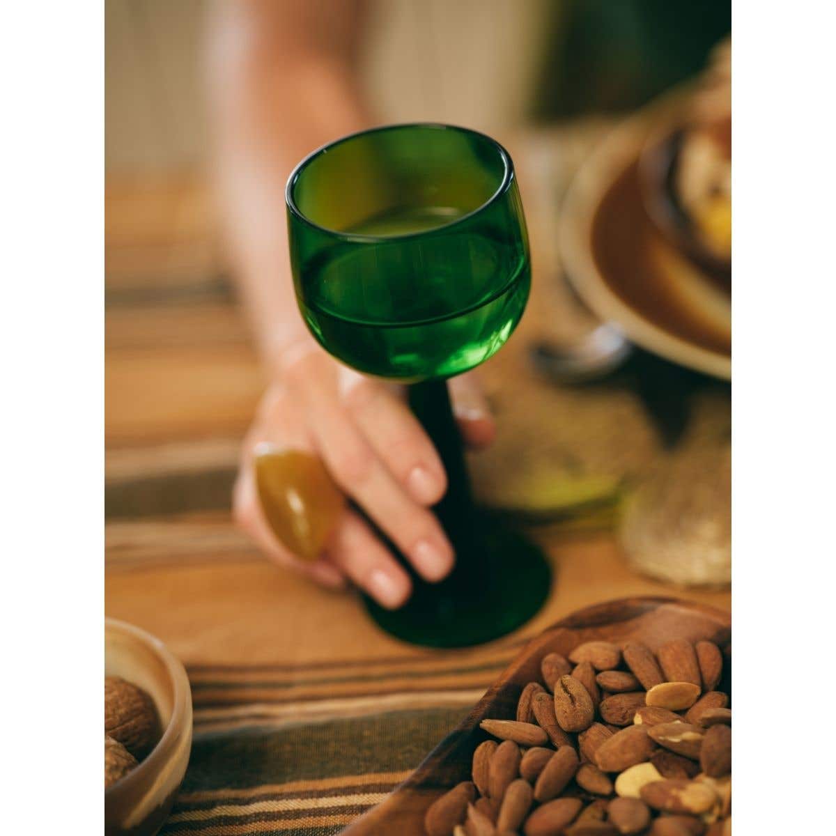 HKliving Wijnglazen Hoog The Emeralds Fern Green 4 stuks 0.24 L