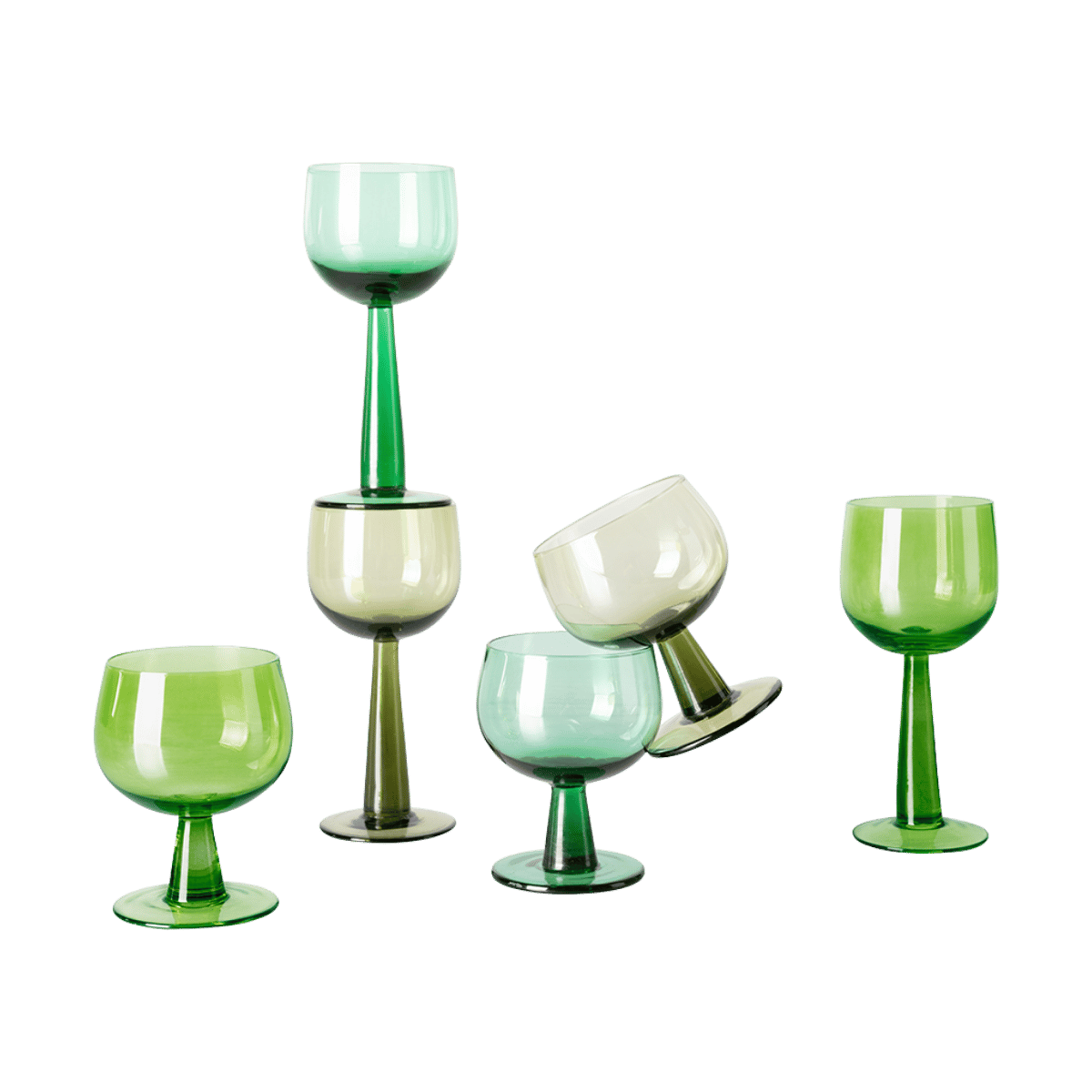 HKliving Wijnglazen Laag The Emeralds Lime Green 4 stuks 0.25 L