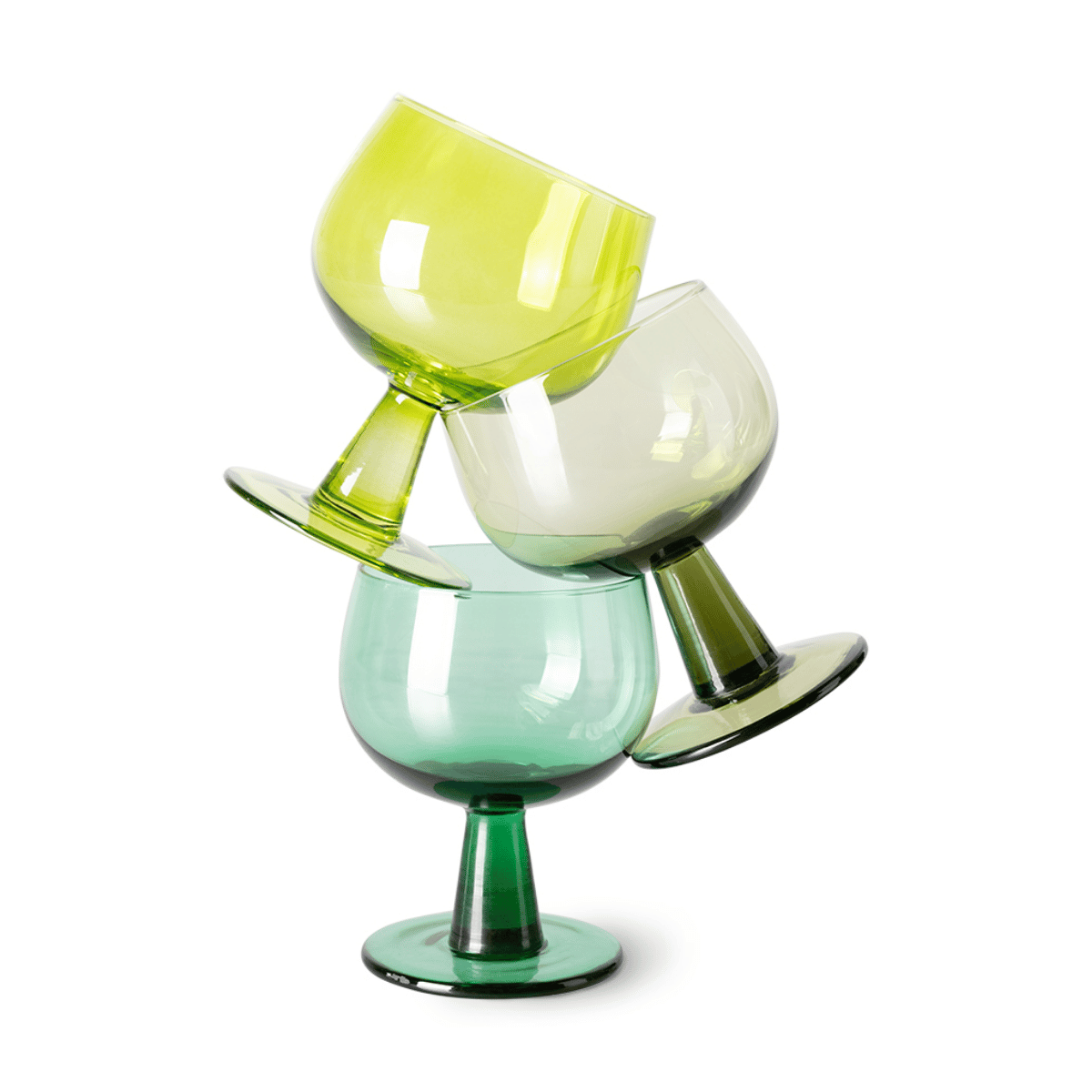 HKliving Wijnglazen Laag The Emeralds Fern Green 4 stuks 0.25 L