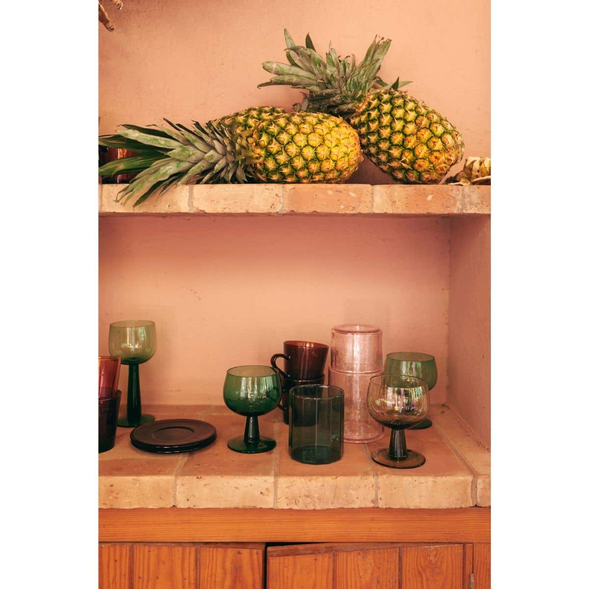HKliving Wijnglazen Laag The Emeralds Fern Green 4 stuks 0.25 L