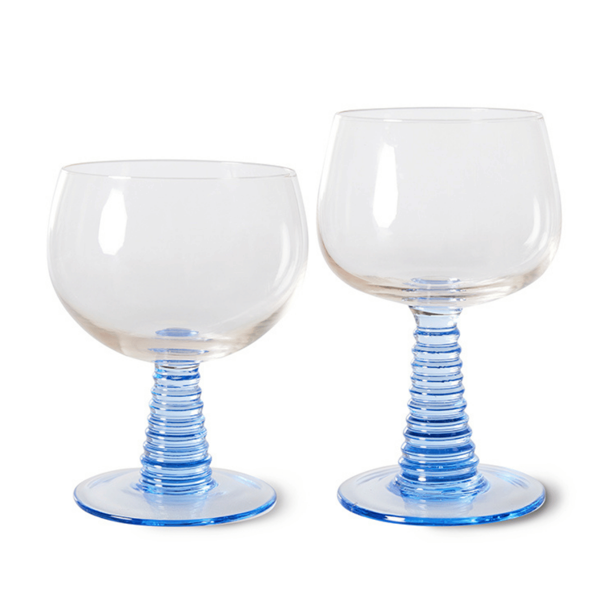 Hkliving Wijnglas Swirl Laag Blauw 0.35 L