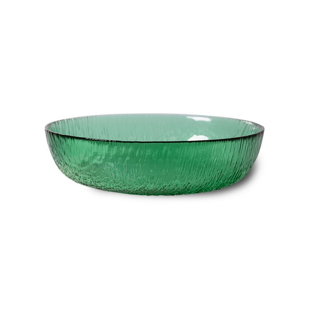 HKliving The Emeralds Glass Salad Bowl, Green