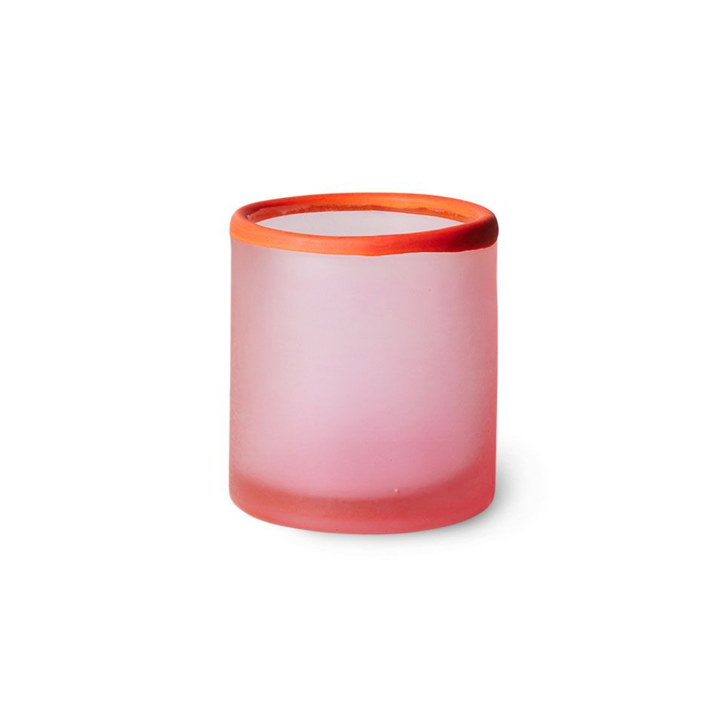 HKliving Glass Tea Light Holder, Cherry