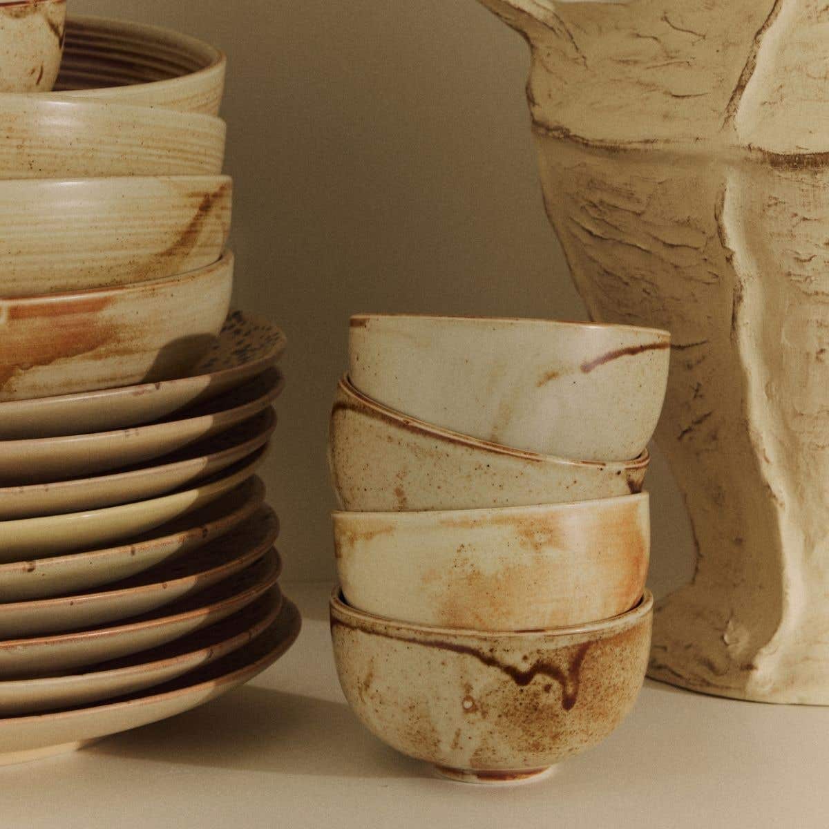 HKliving Kom Chef Ceramics Rustic Cream/Brown 10.7 cm