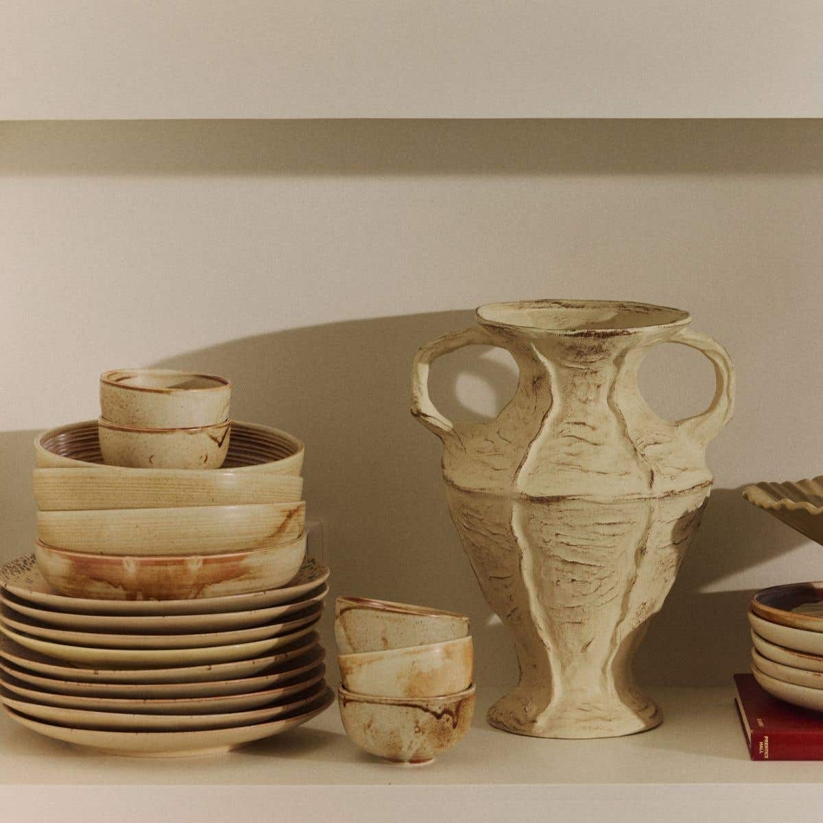 HKliving Kom Chef Ceramics Rustic Cream/Brown 10.7 cm