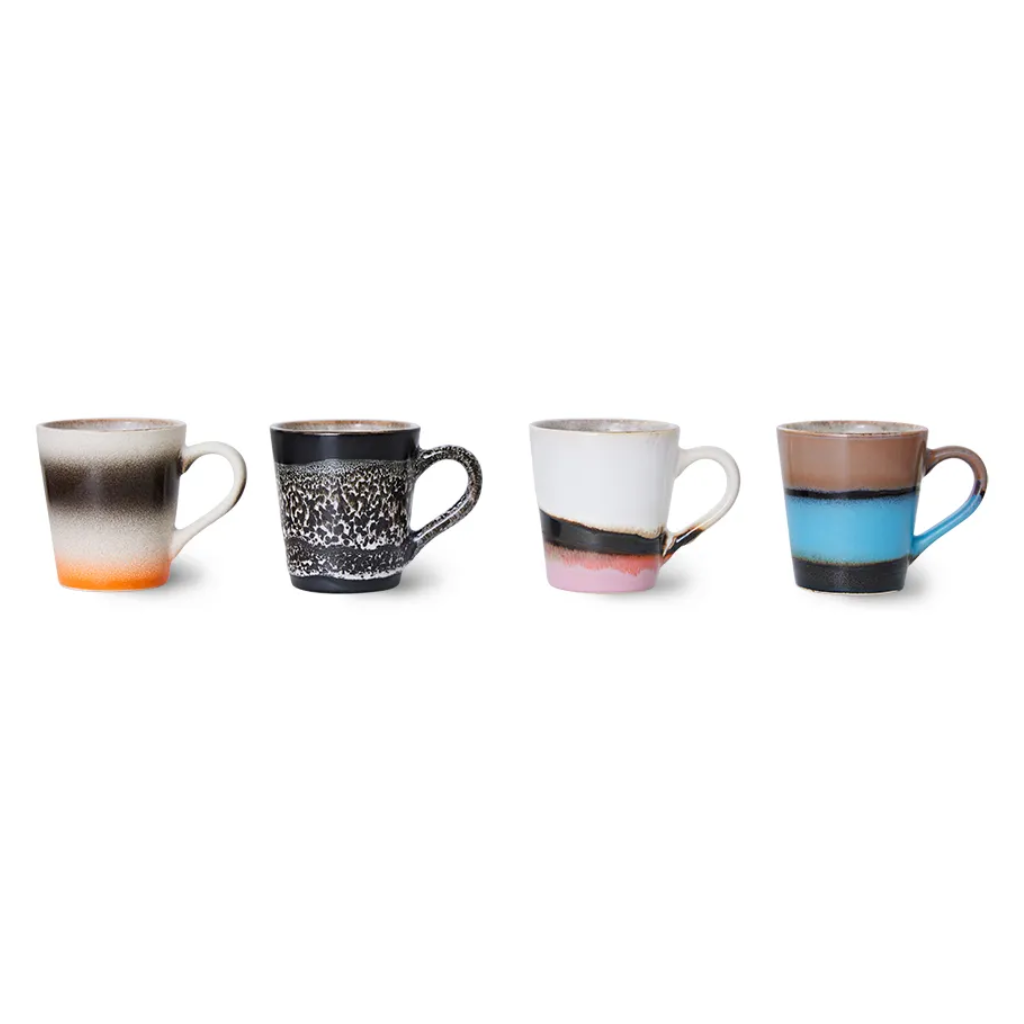 HKliving 70s Ceramics espresso mugs Funky 4 stuks