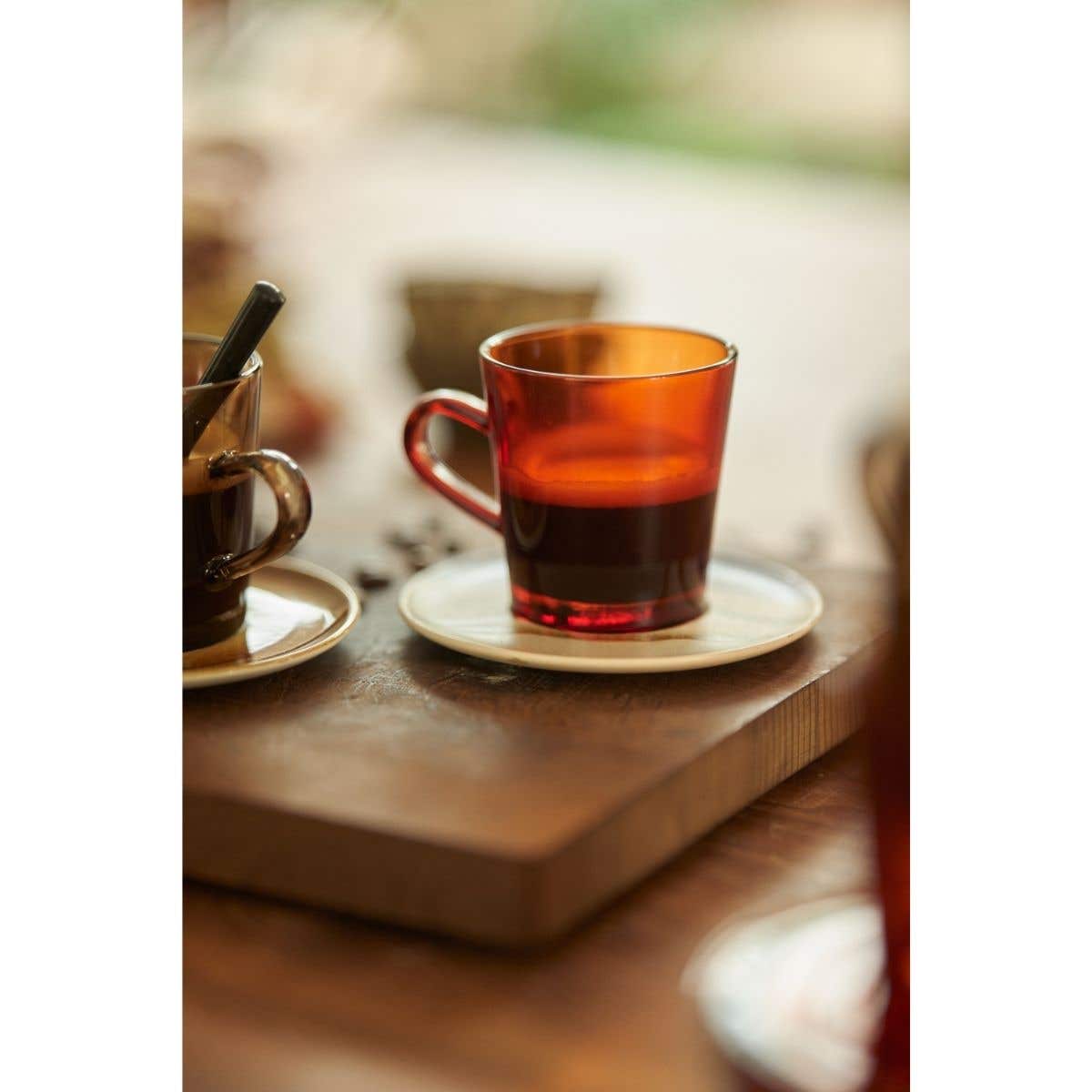 HKliving Koffieglazen 70's Glassware Amber Brown 4 stuks 0.23 L