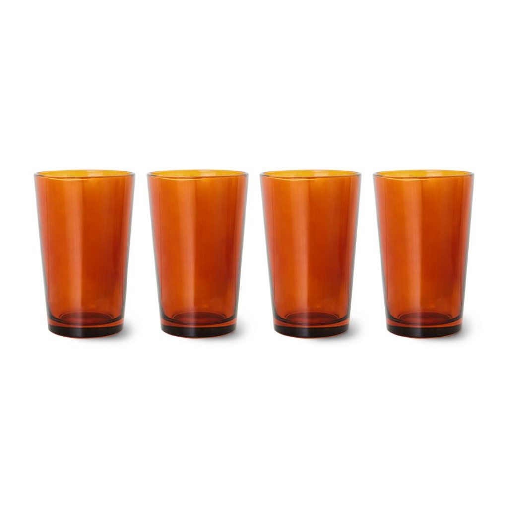 HKliving 70S Glassware Tea Glasses Amber Brown 4 stuks