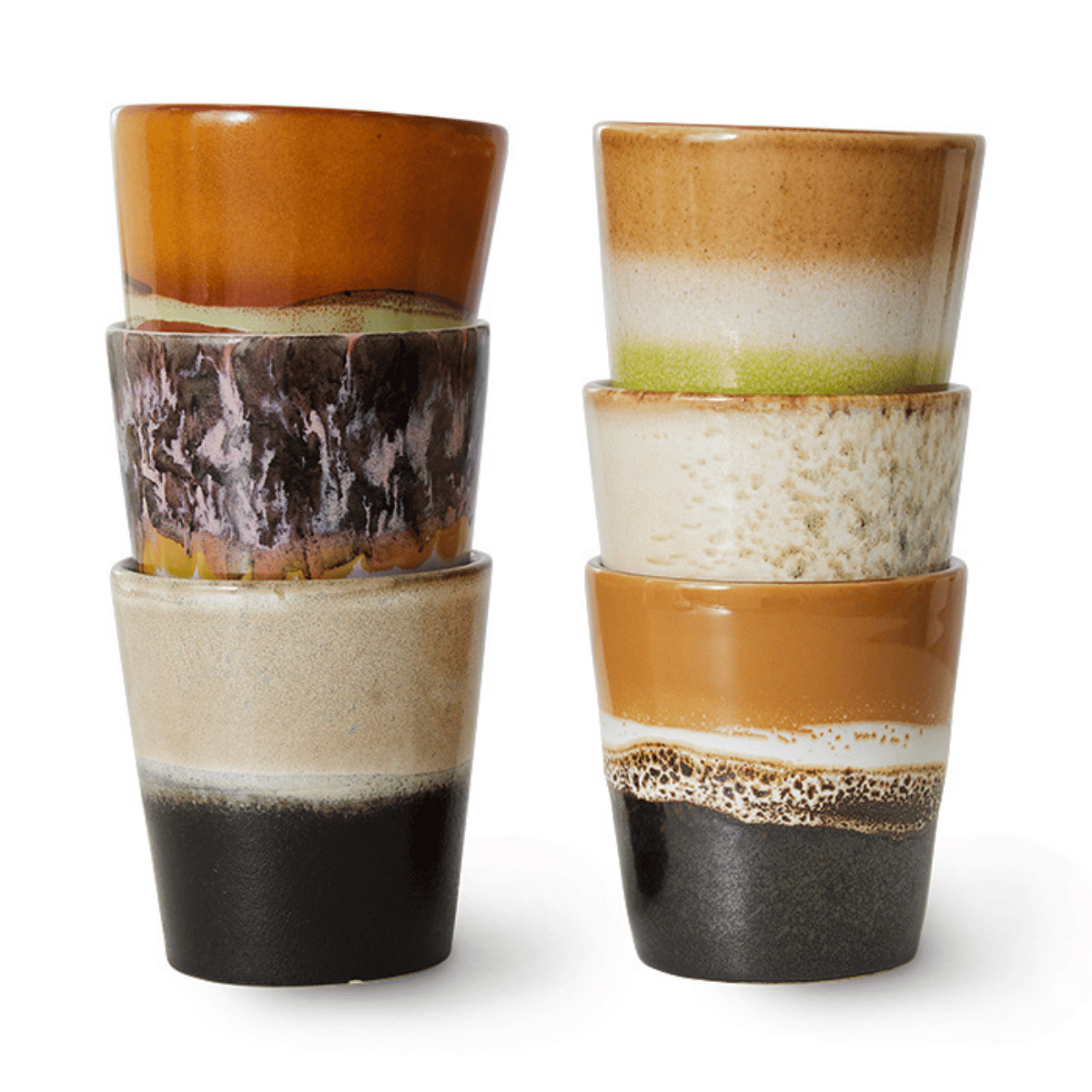 HKliving Koffiekopje 70's Ceramics Soil 6 stuks 0.23 L