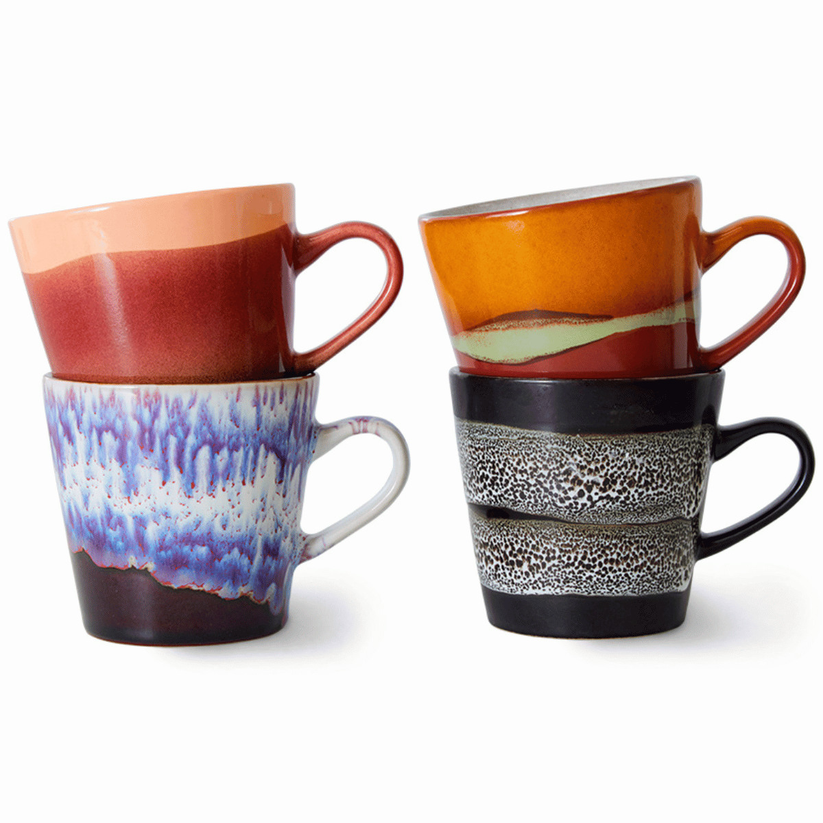HKliving 70s Ceramics Americano mugs Friction 4 stuks