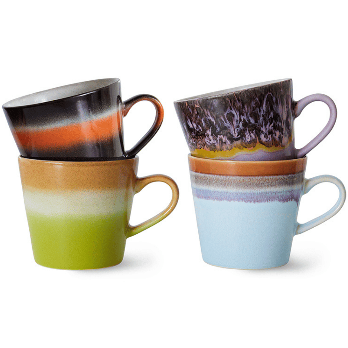 HKliving 70s Ceramics Cappuccino mugs Solid 4 stuks