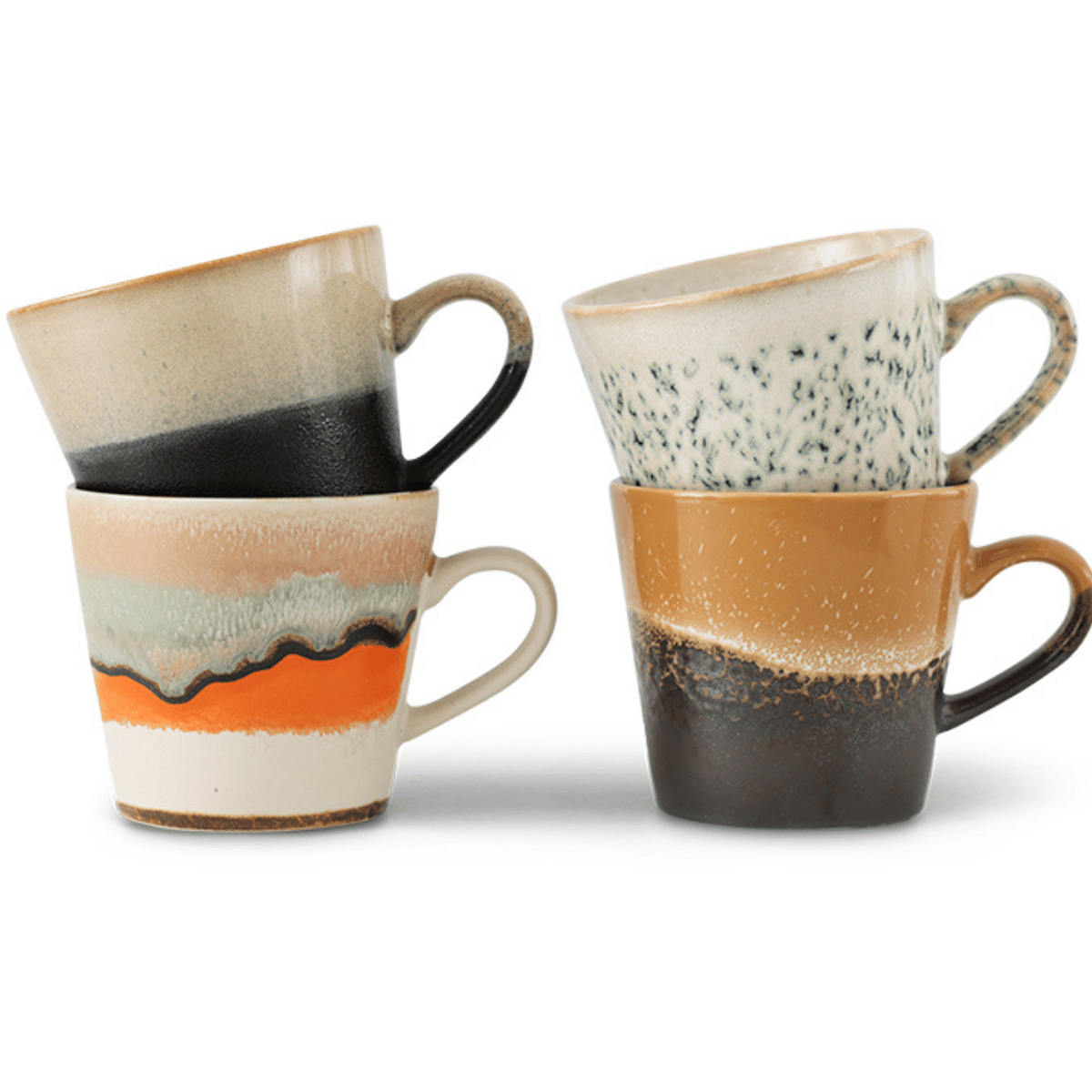 HKliving Cappuccinomok 70's Ceramics Verve 4 stuks 0.33 L