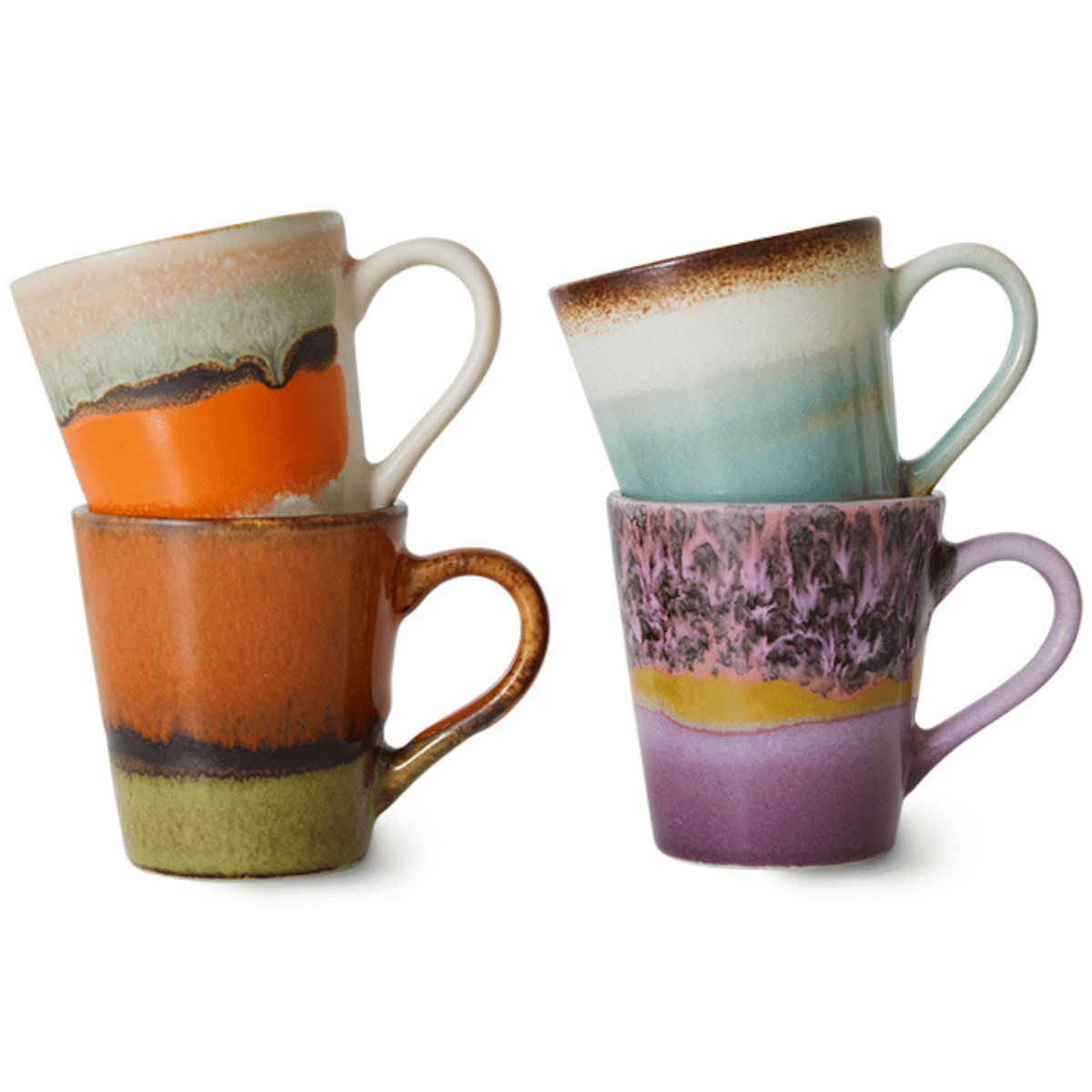 HKliving 70s Ceramics Espresso mugs Retro 4 stuks