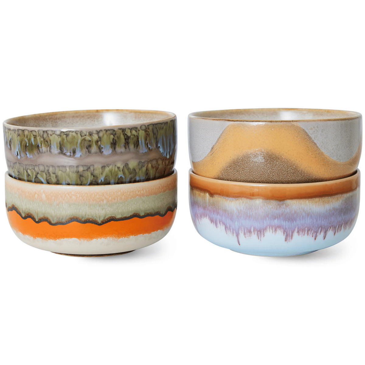 HKliving 70S Ceramics Dessert Bowls, Reef 4 stuks