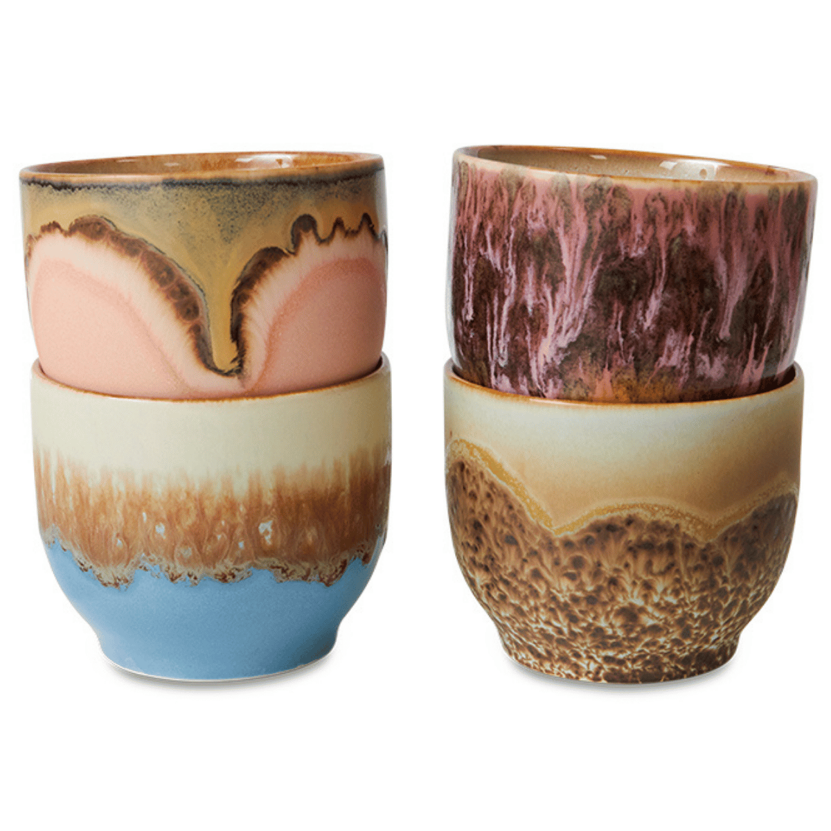 HKliving Koffiekopje 70's Ceramics Lagoon 4 stuks 0.25 L