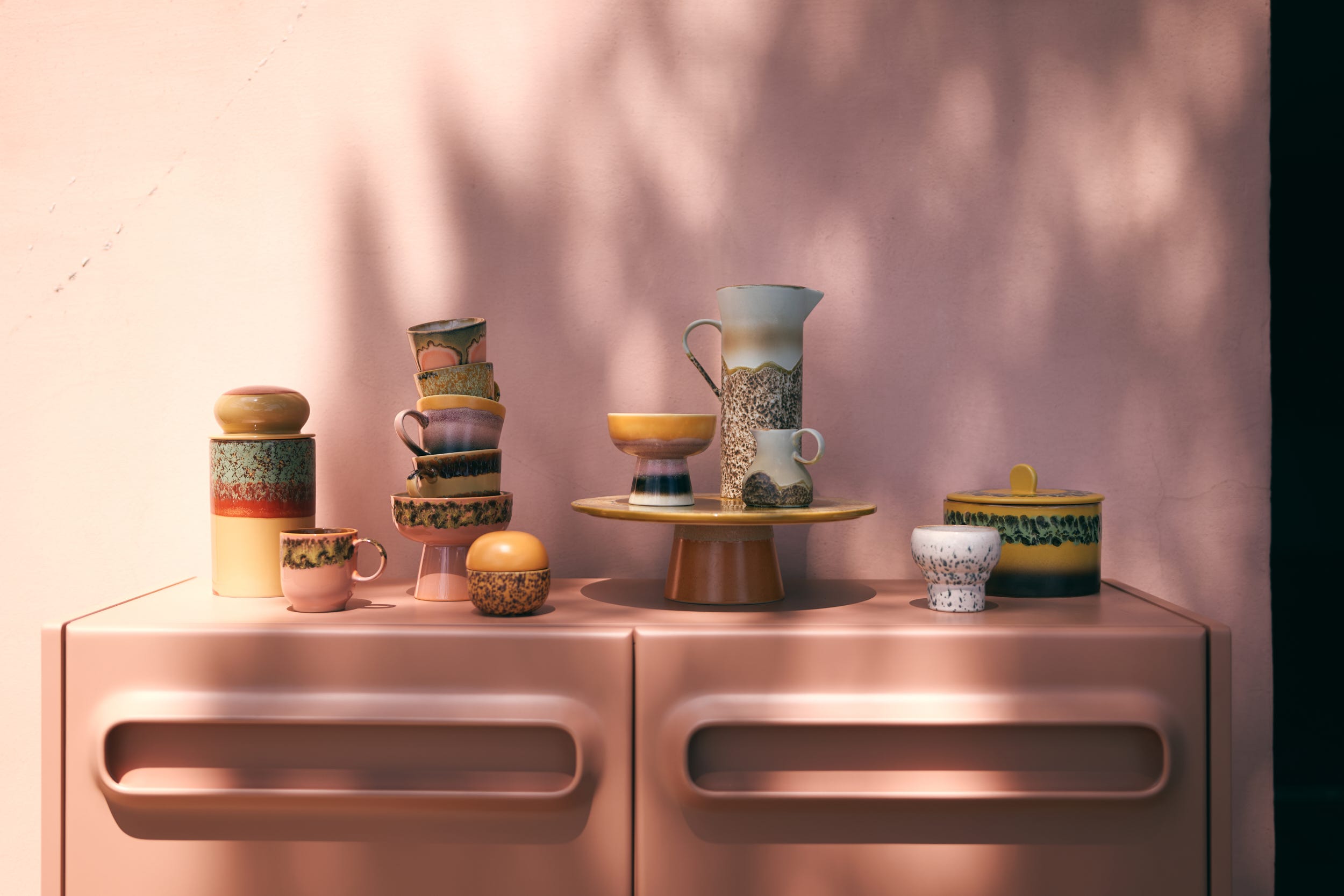 HKliving Koffiekopje 70's Ceramics Cape 4 stuks 0.25 L