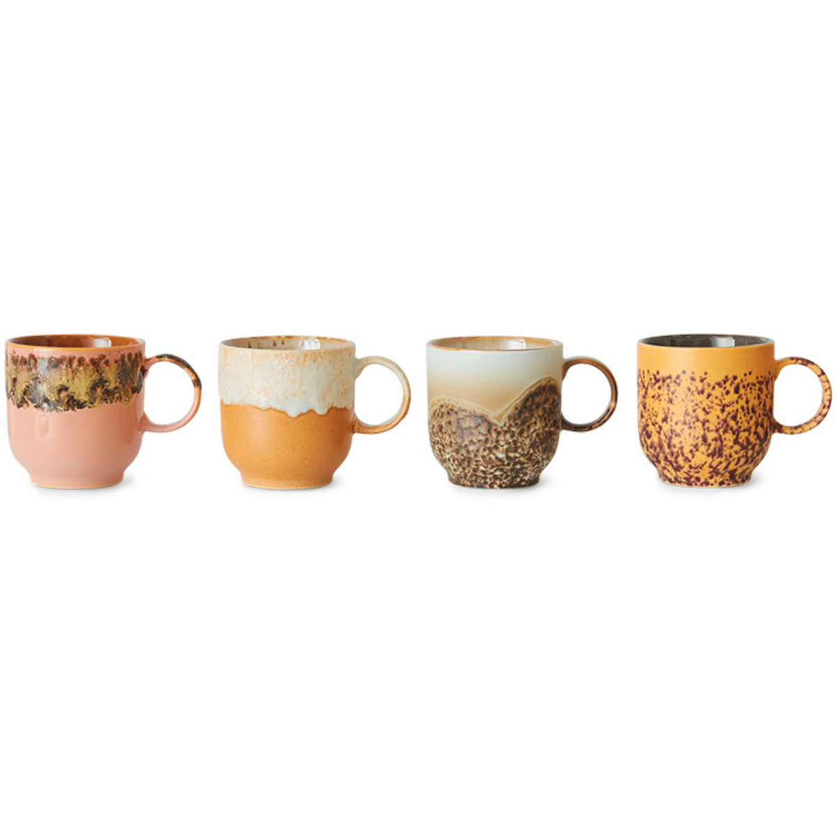 HKliving Koffiekopje 70's Ceramics Cape 4 stuks 0.25 L