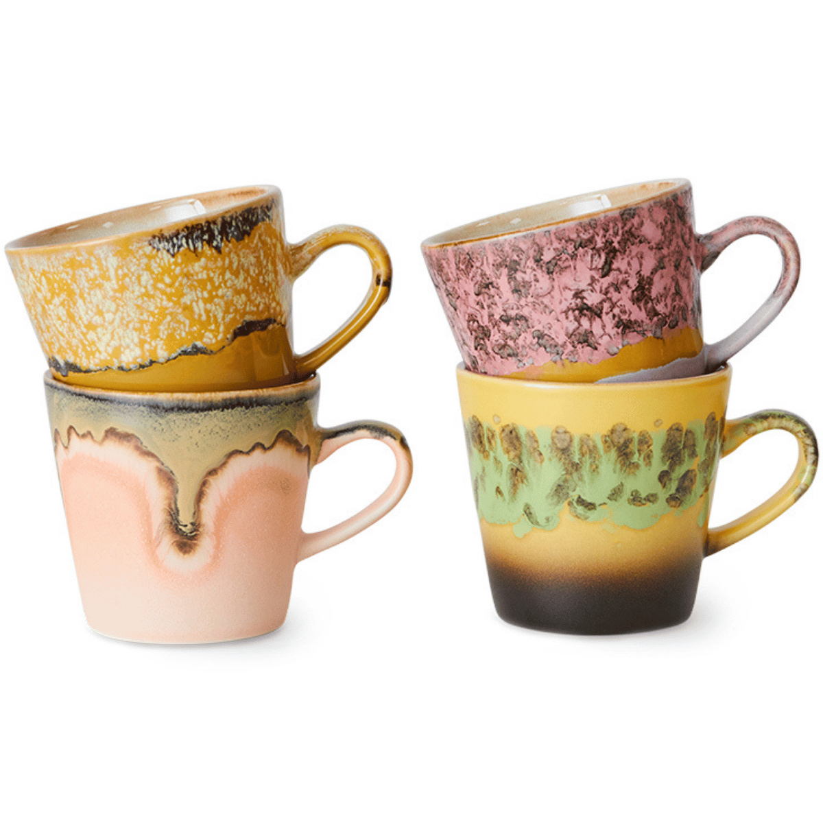 HKliving Koffiekopje Americano 70's Ceramics Radiant 4 stuks 0.27 L