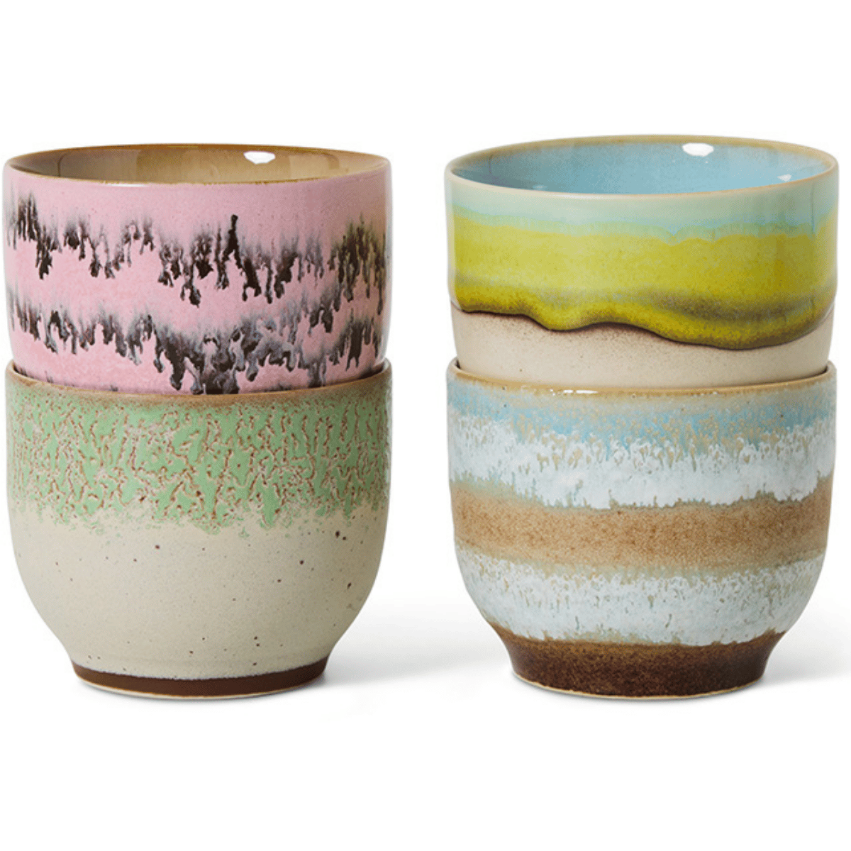 HKliving Koffiekopje 70's Ceramics Deco 4 stuks 0.25 L