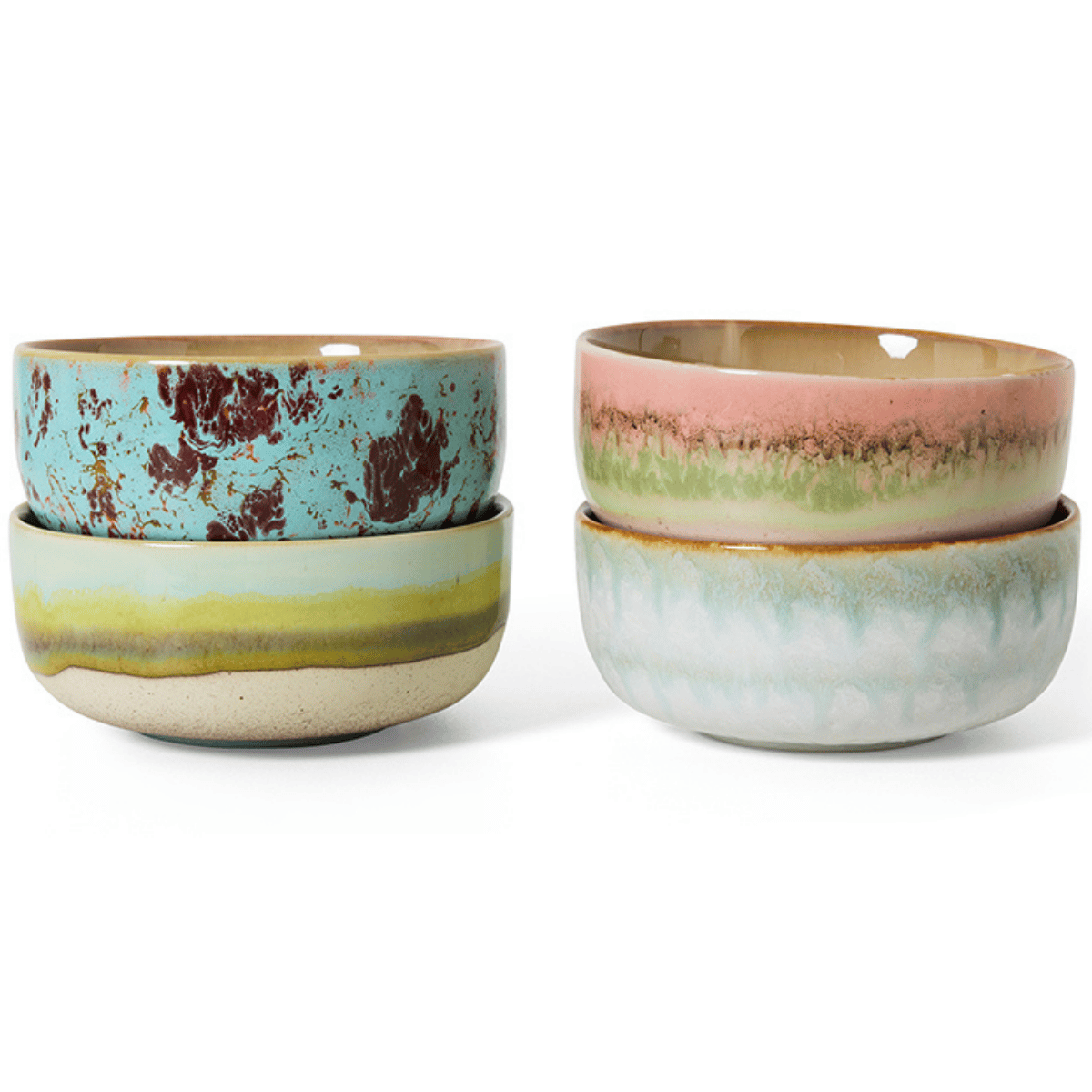 HKliving Desertkom 70's Ceramics Impression 4 stuks 12.5 cm