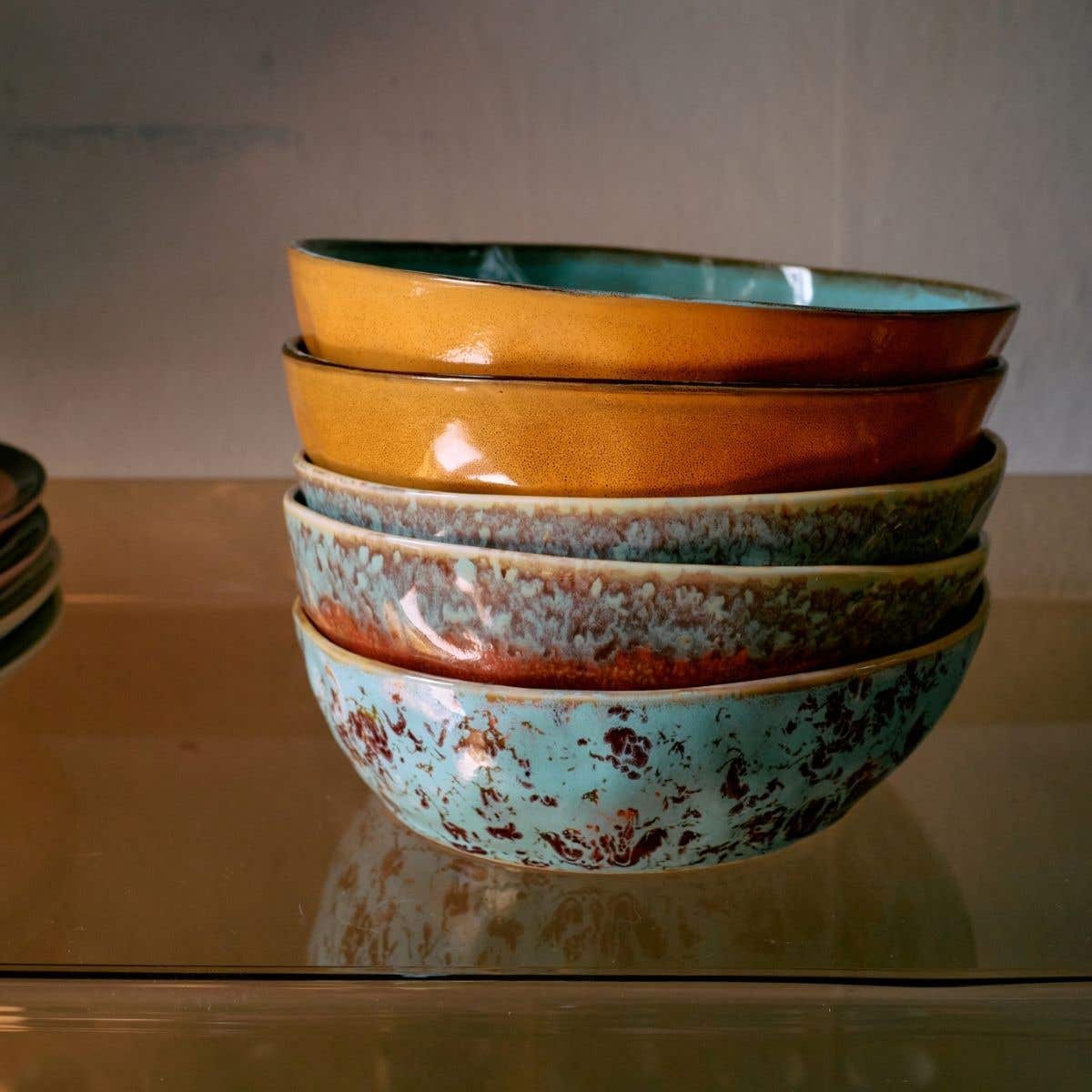 HKliving Pastakom 70's Ceramics Patina 2 stuks 19.5 cm