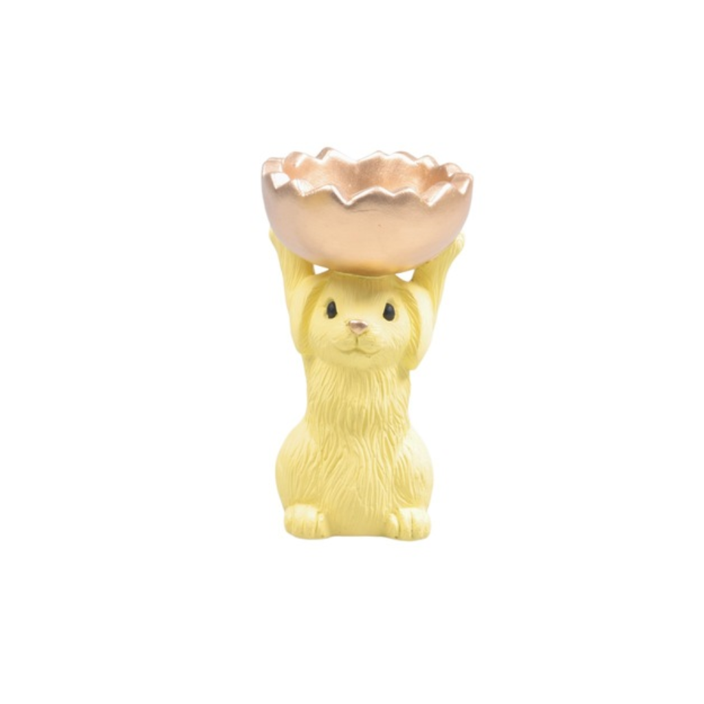 Haas met schaal Geel 11 x 18 cm