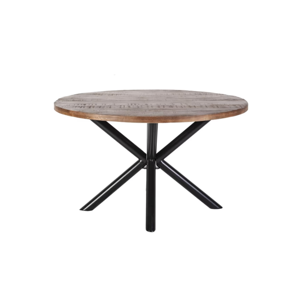 Eleonora Eettafel Rond Met Kruispoot Naturel 130 x 130 x 76 cm