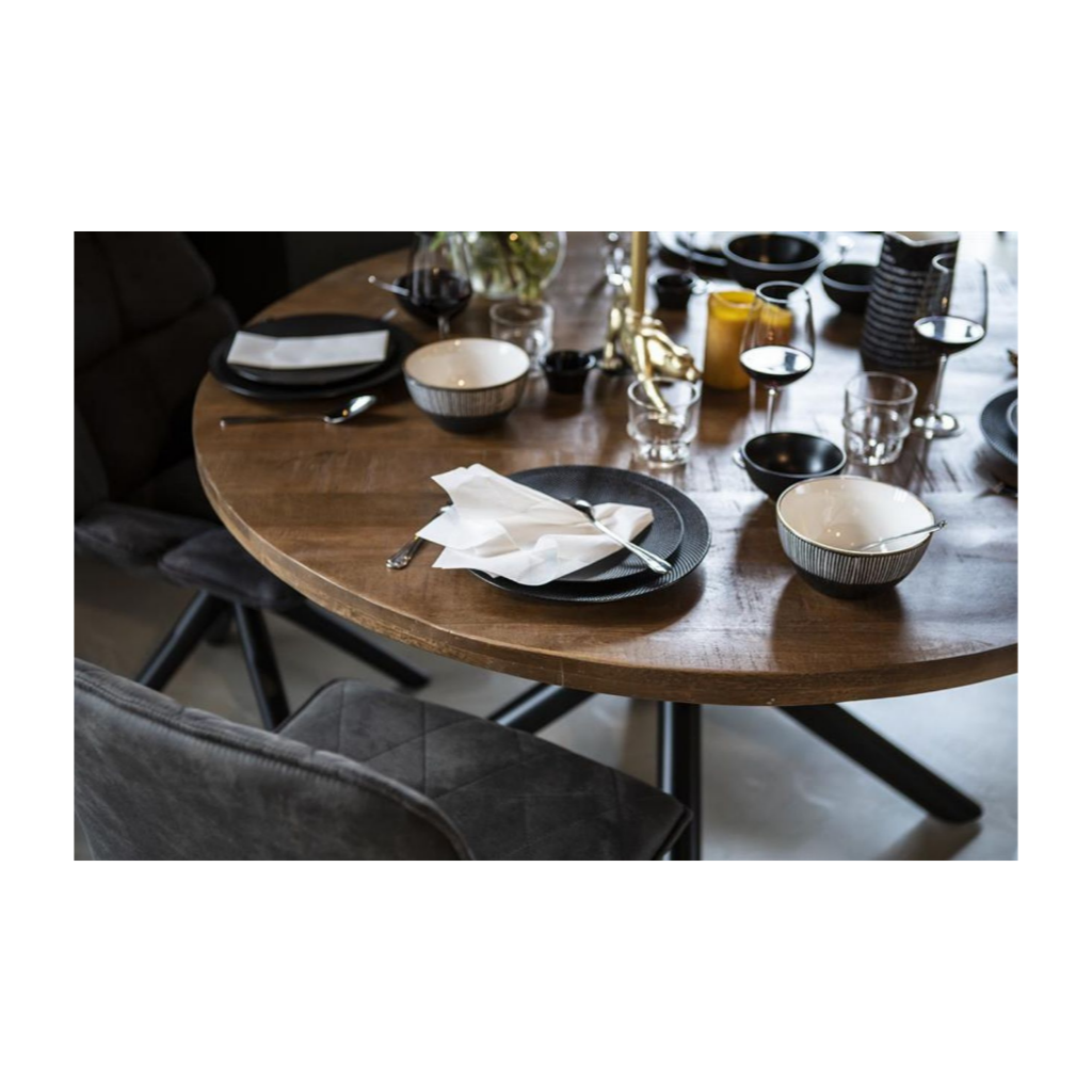 Eleonora Eettafel Rond Met Kruispoot Naturel 130 x 130 x 76 cm