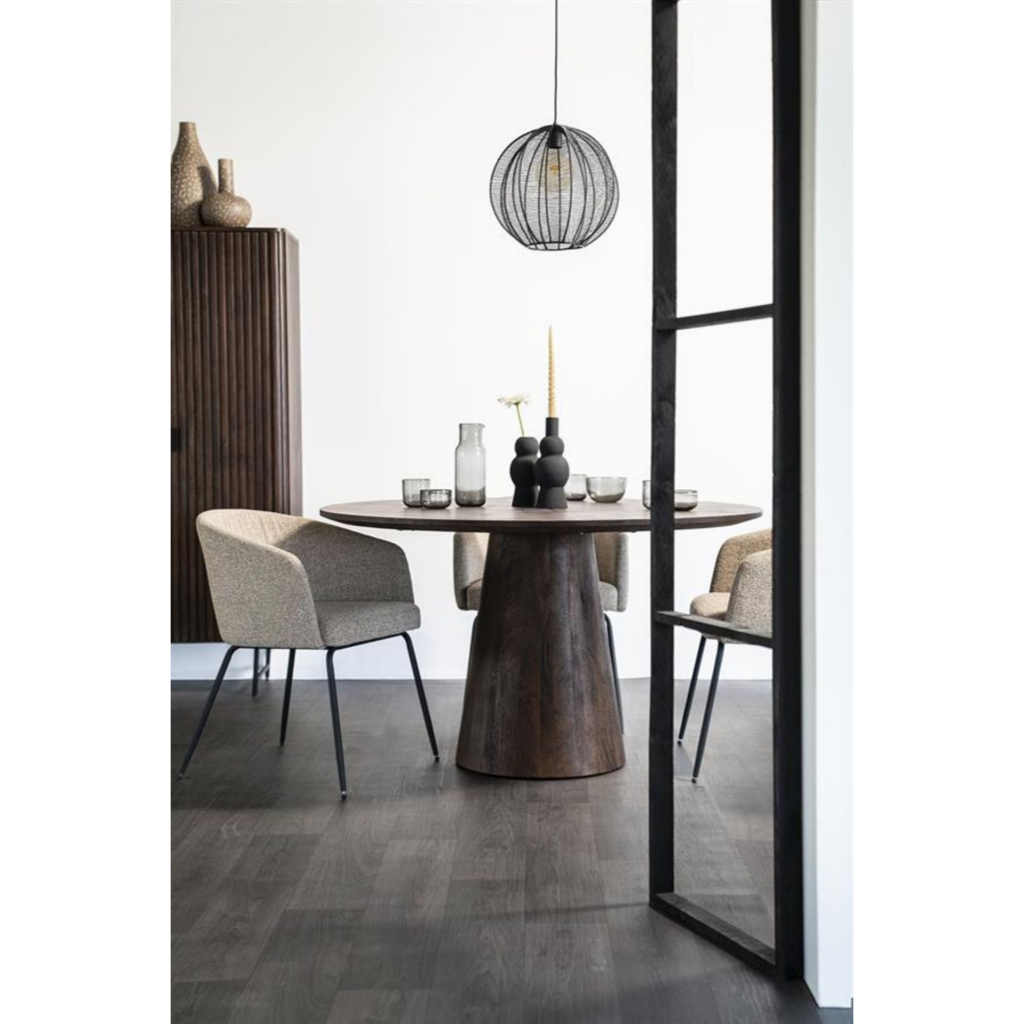 Eleonora Eettafel Aron Rond Bruin 130 x 130 x 76 cm