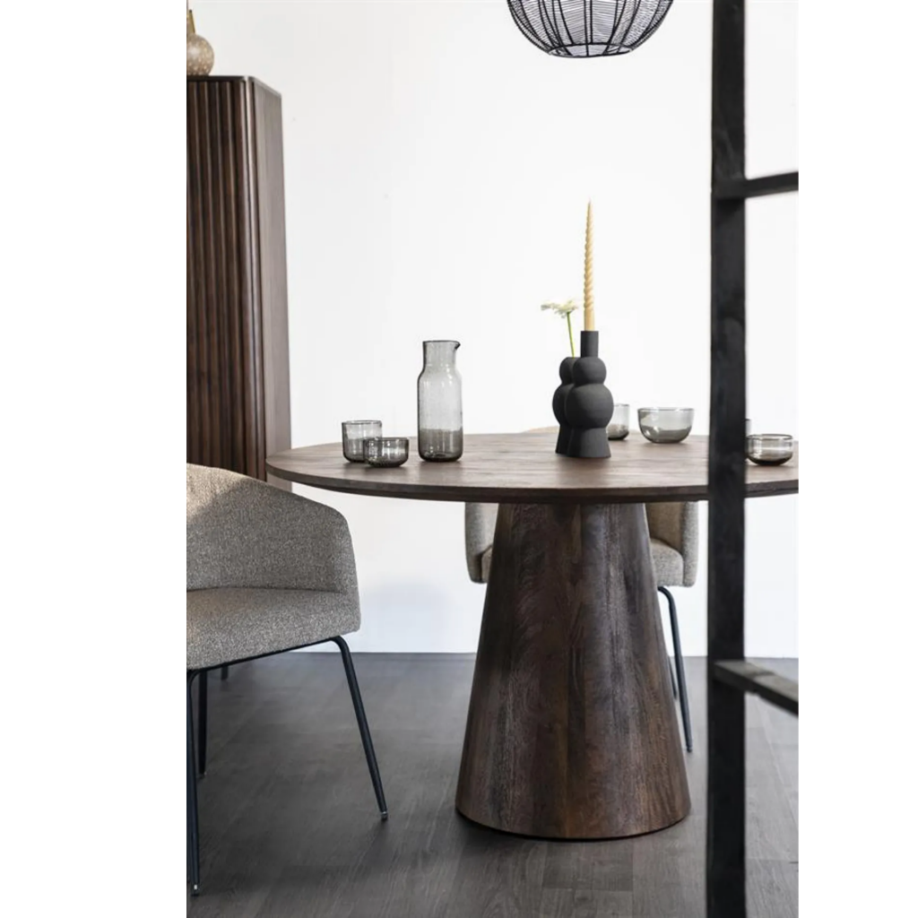 Eleonora Eettafel Aron Rond Bruin 130 x 130 x 76 cm