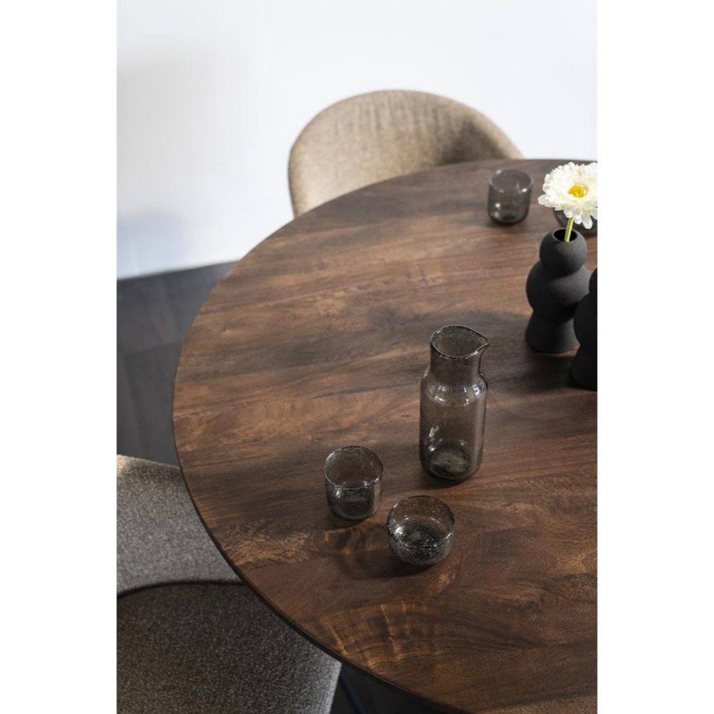 Eleonora Eettafel Aron Rond Bruin 130 x 130 x 76 cm