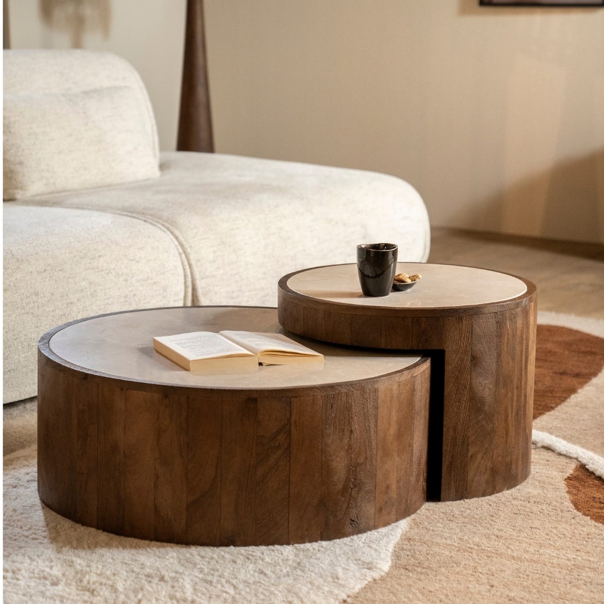 Eleonora Salontafel Hazel Set Bruin 55 x 55 x 40 cm