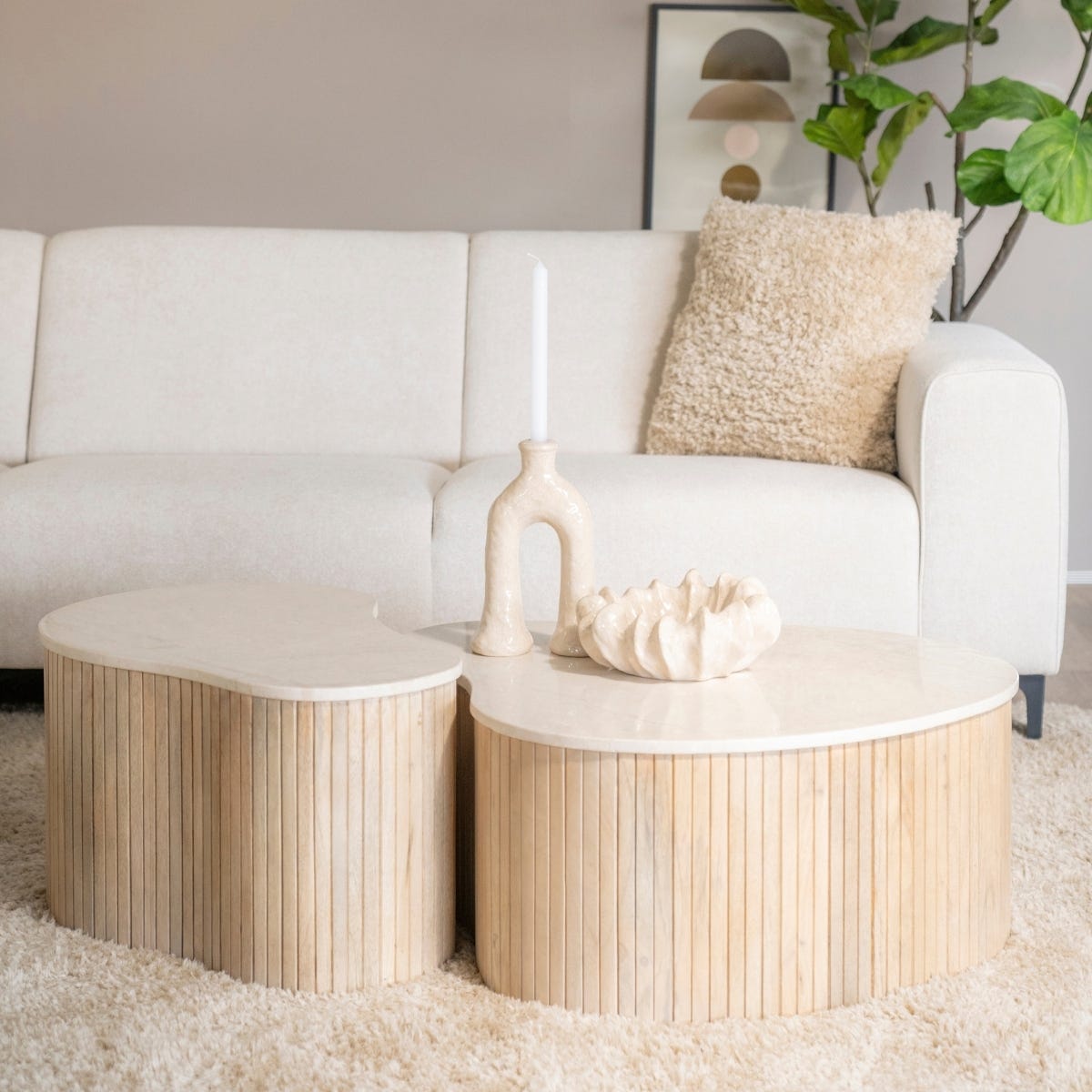 Eleonora Salontafel Kira Small Wit 70 x 47 x 38 cm