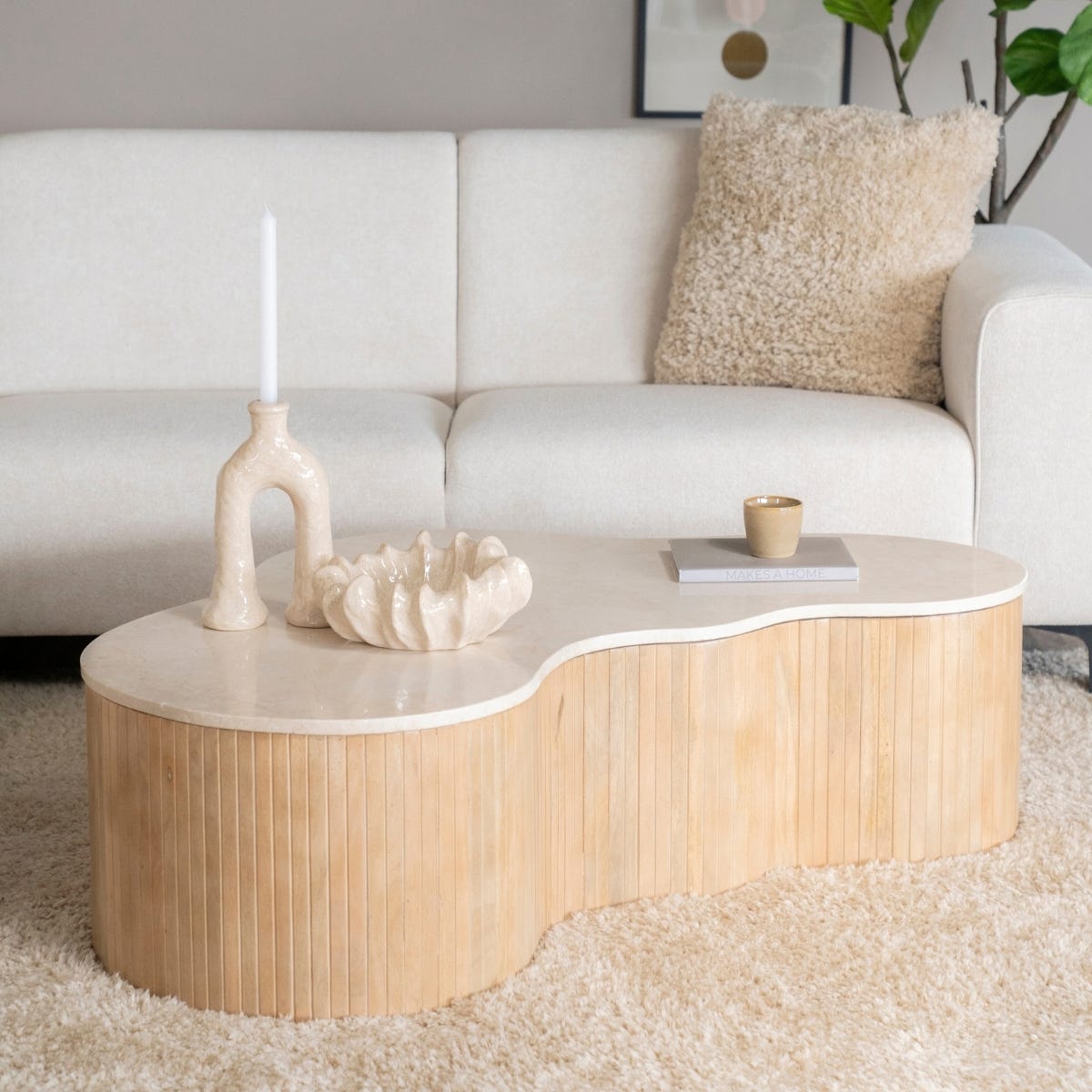Eleonora Salontafel Kira Large Wit 129 x 84 x 36 cm