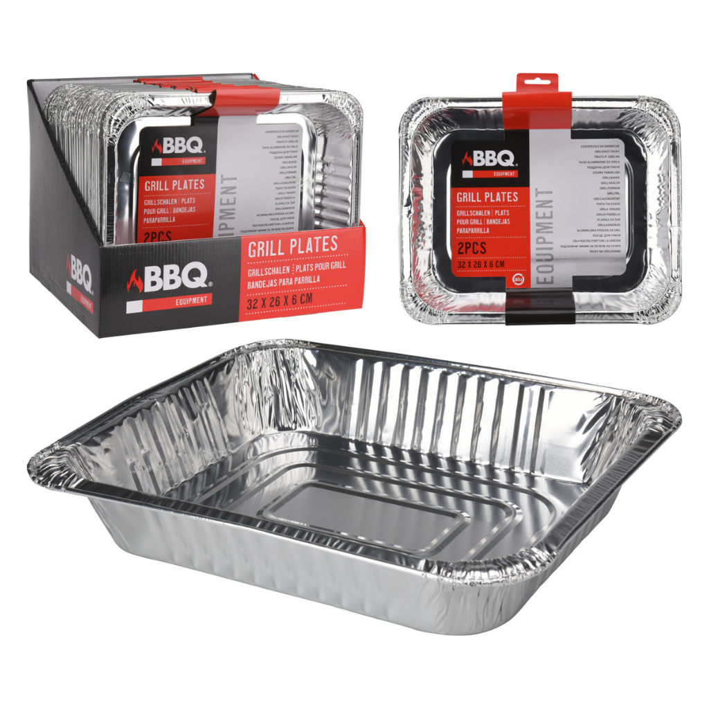 Barbecue Grillschalen 2 stuks 32 x 26 x 6 cm
