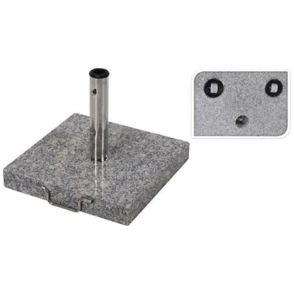 Parasolvoet Graniet Met Wieltjes En Handvat 5 Kg Grijs 45 x 45 cm