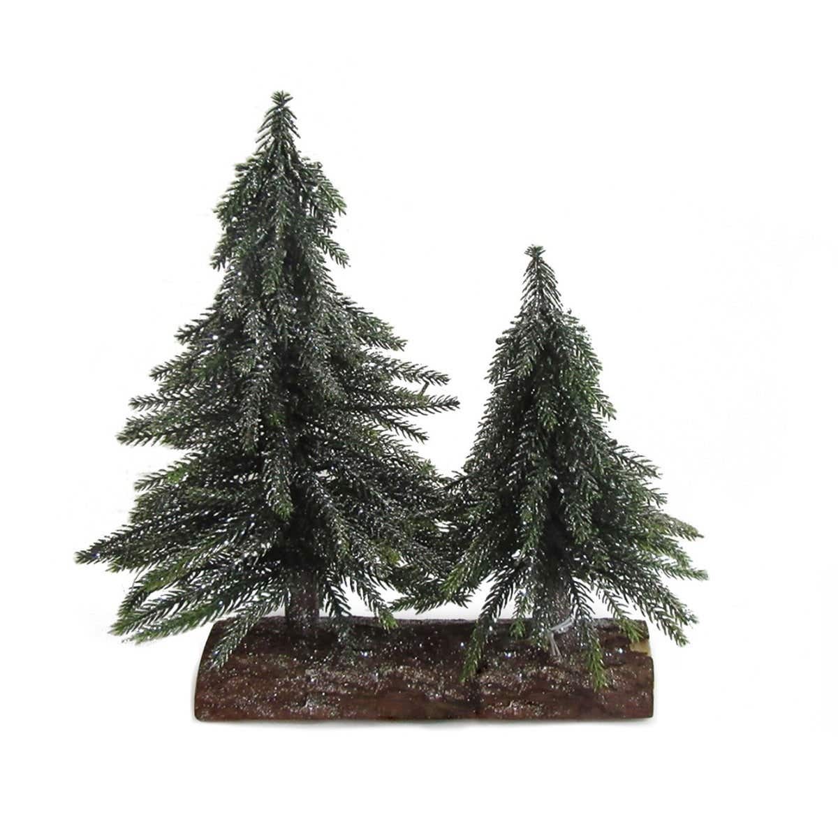 Evergreen mini kunstkerstboom op voet silver finish 25 x 12 x 26 cm