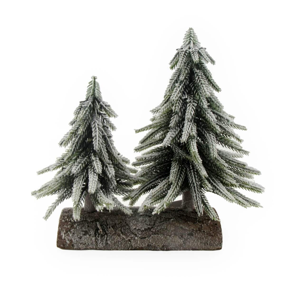Evergreen mini kunstkerstboom op voet sneeuw 25 x 12 x 26 cm
