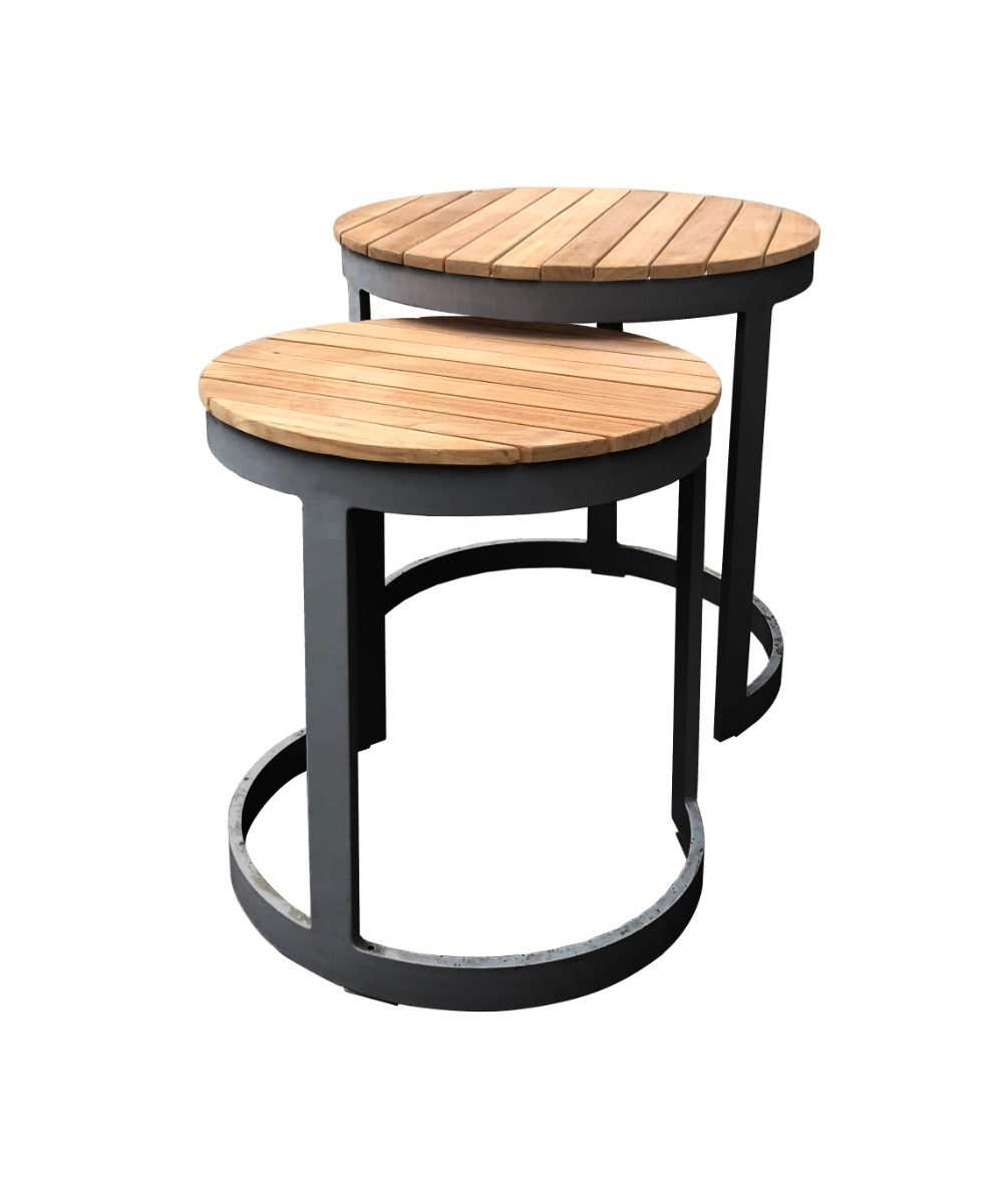 Royal Seasons Bijzettafel Aluminium Antraciet 52 x 52 + 44 x 46 cm